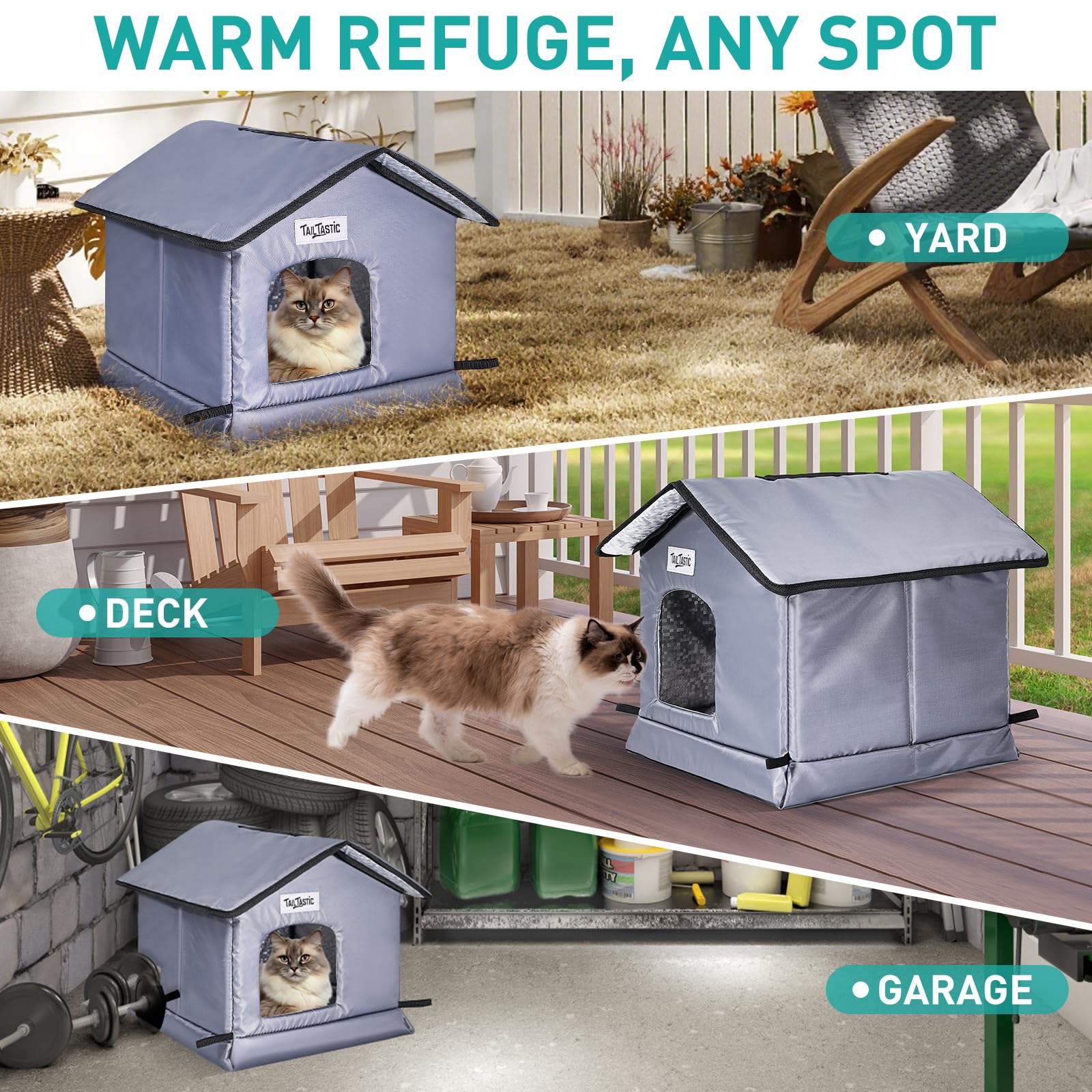Weatherproof & Insulated Outdoor Cat House - Seamless Base Stays Dry,Easy Assembly, Warm Shelter for Community/Outdoor Cats(S-2P