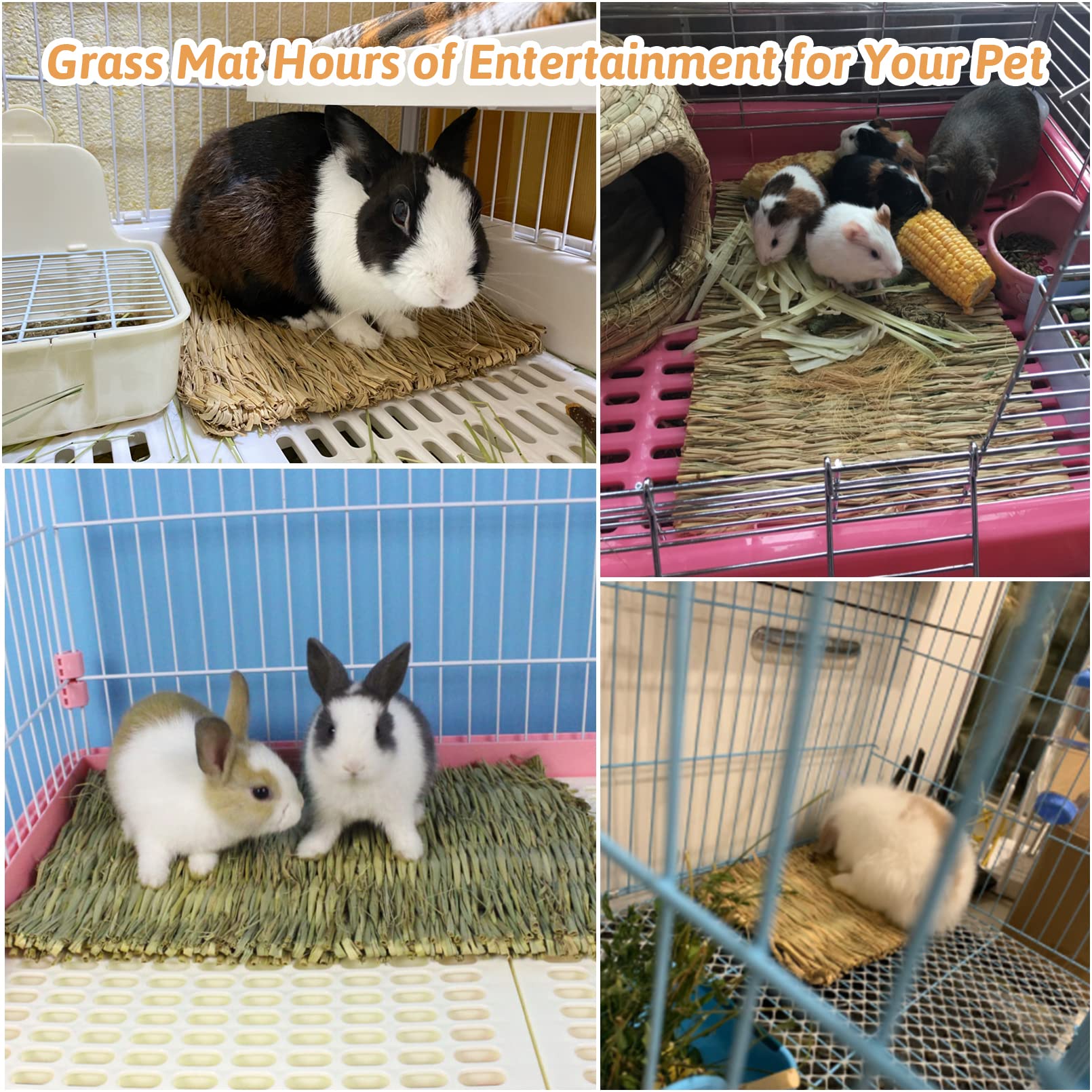 Grass Mat Woven Bed Mat For Small Animal 5 Grass Mats Bunny Bedding Nest Chew Toy Bed Play Toy For Guinea Pig Parrot Rabbit Bunn