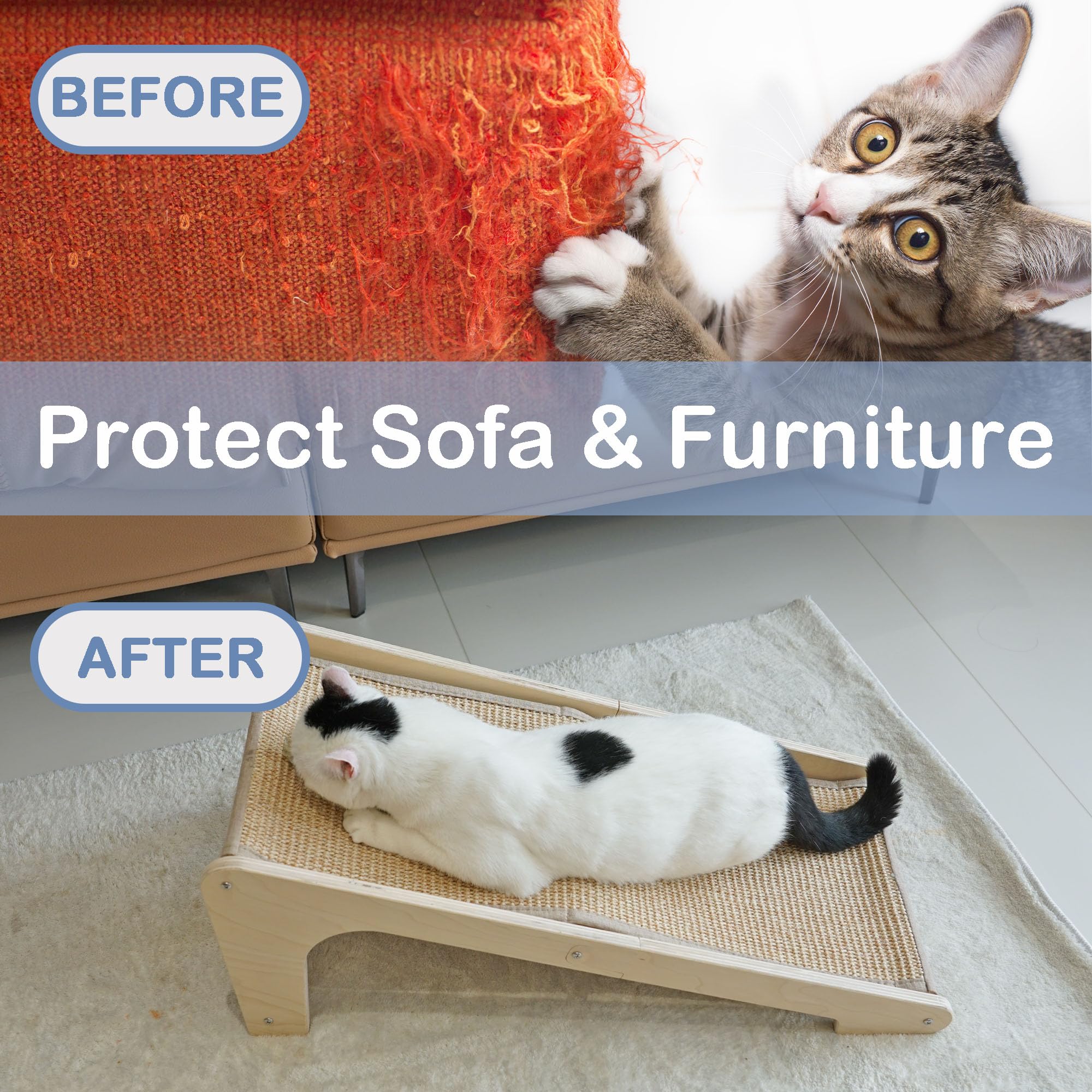 Cat Scratcher, Cat Scratching Post, L-Shape Cat Scratching Pad, 27 Inch Sisal Cat Scratching Ramp, Protecting Furniture Cat Scra