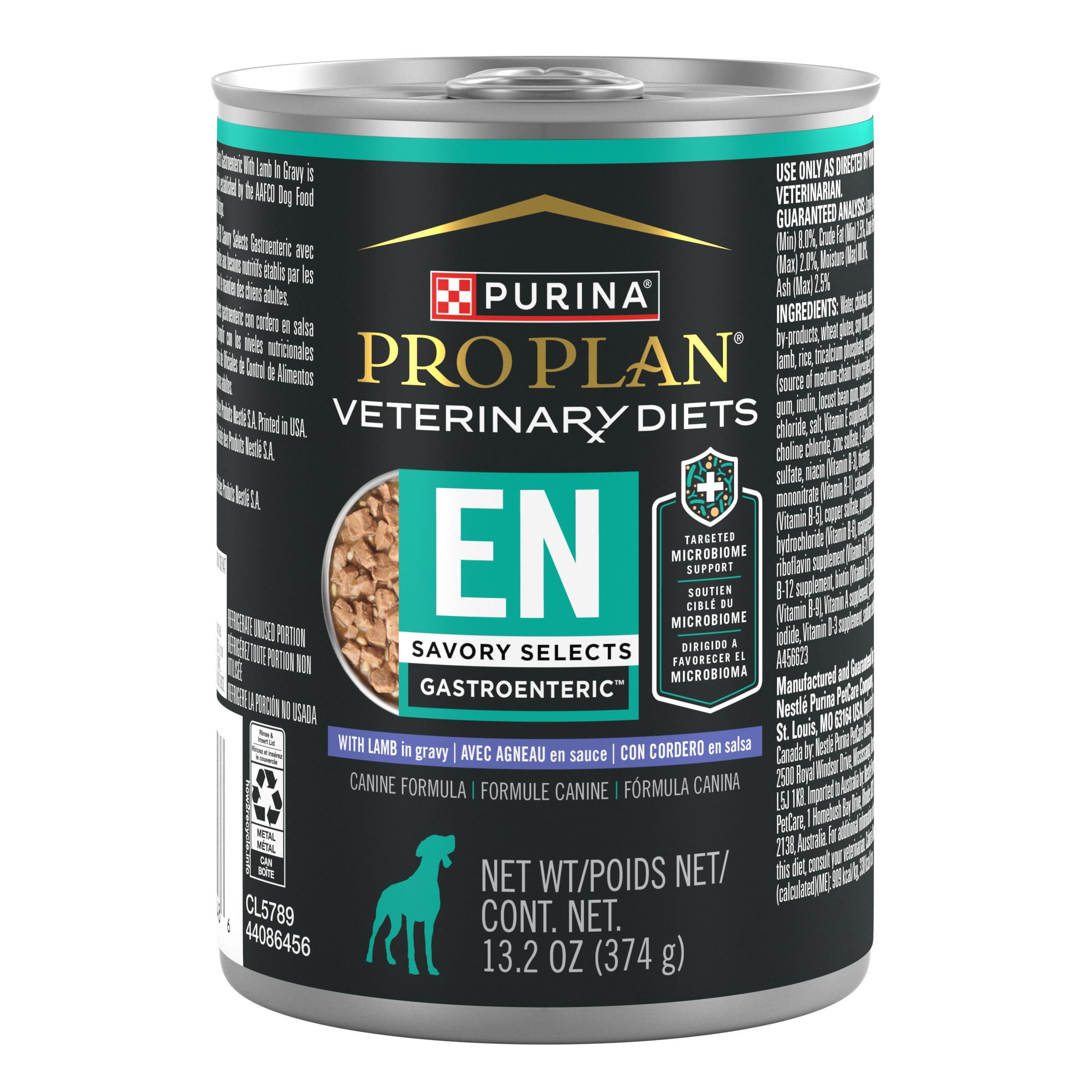 Pro Plan Veterinary Diets Purina EN Savory Selects Gastroenteric with Lamb in Gravy Canine Formula Gastrointestinal Dog Food - (