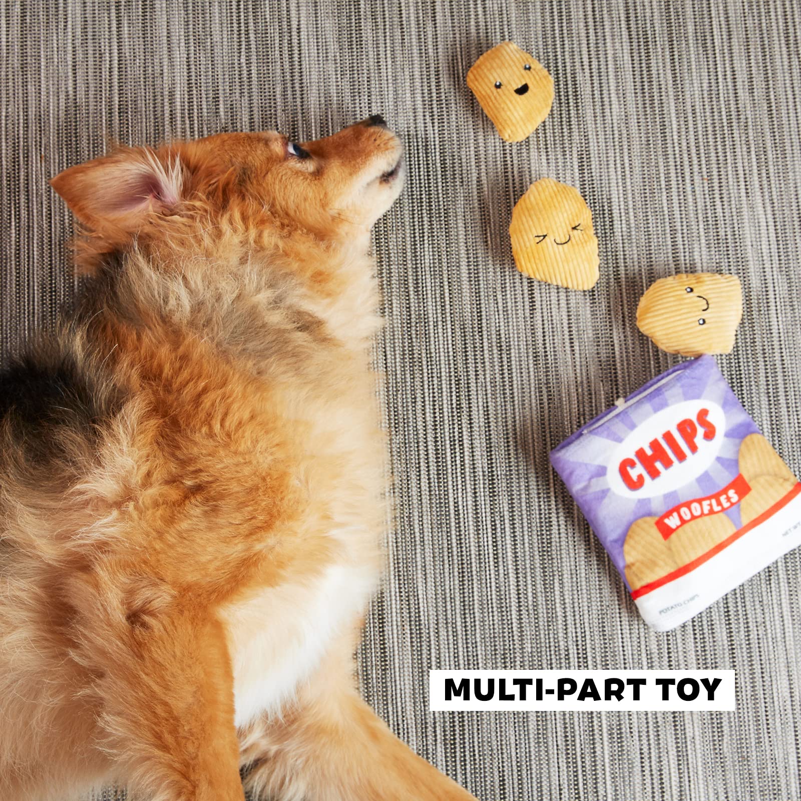 Barkbox 2 in 1 Interactive Plush Dog Toy - Rip and Reveal Dog Toy for Small Dogs - Stimulating Squeaky Pet Enrichment and Puppy