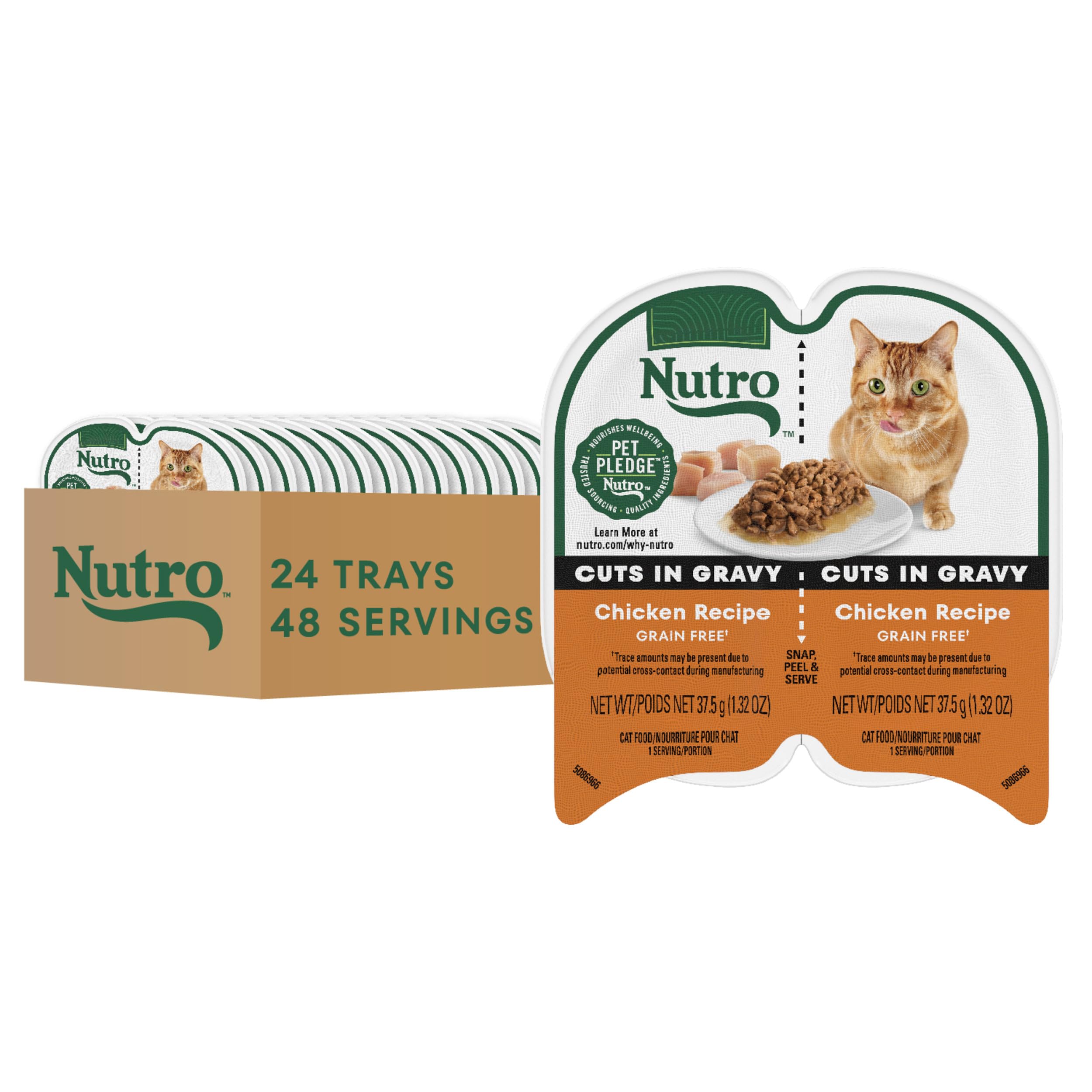 Nutro Perfect Portions Wet Cat Food Cuts in Gravy Chicken Recipe, 2.64 oz Twin-Pack Trays (24 Count, Pack of 1)