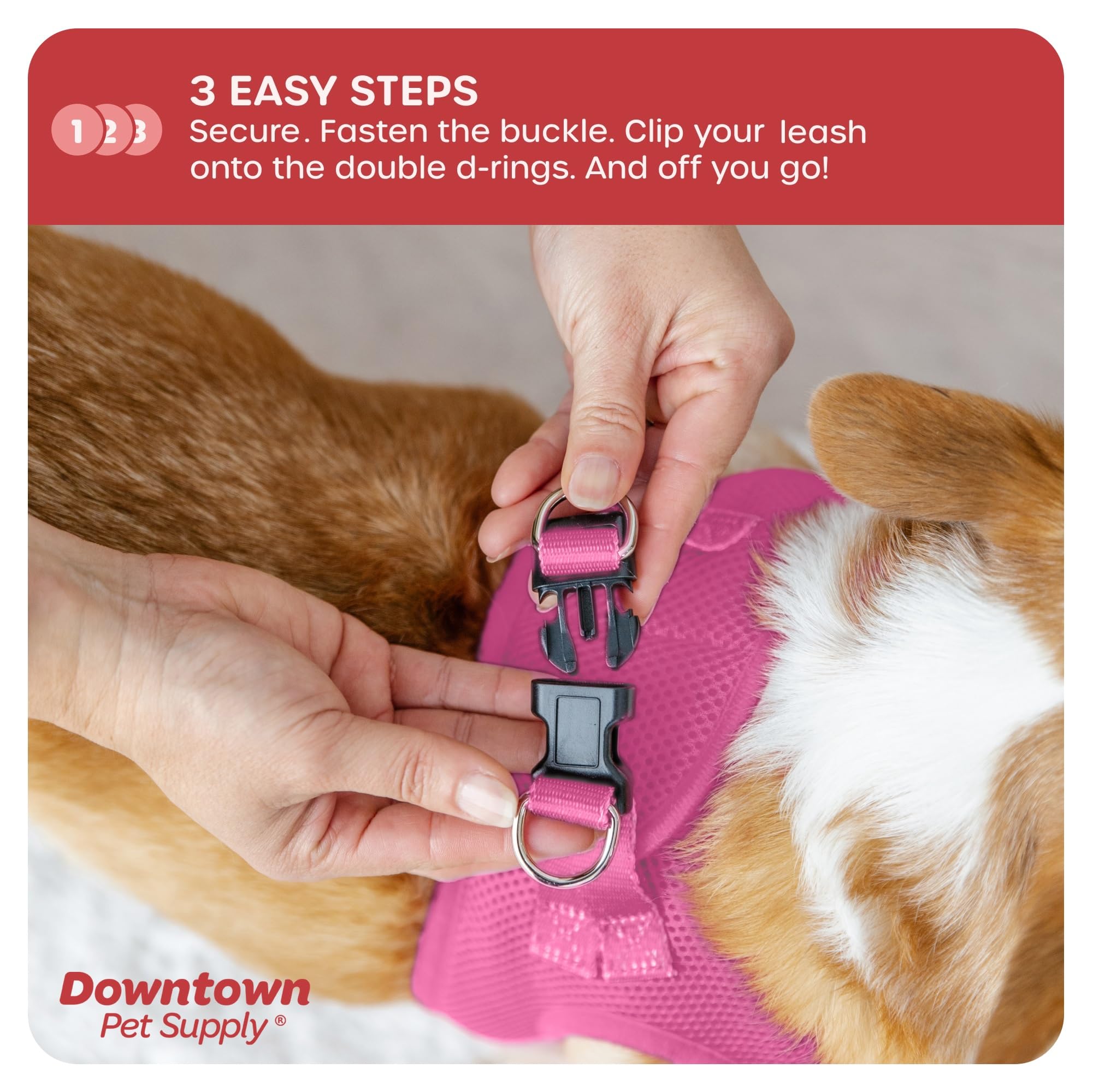 Downtown Pet Supply Step In Dog Harness For Small Dogs No Pull, Small, Pink