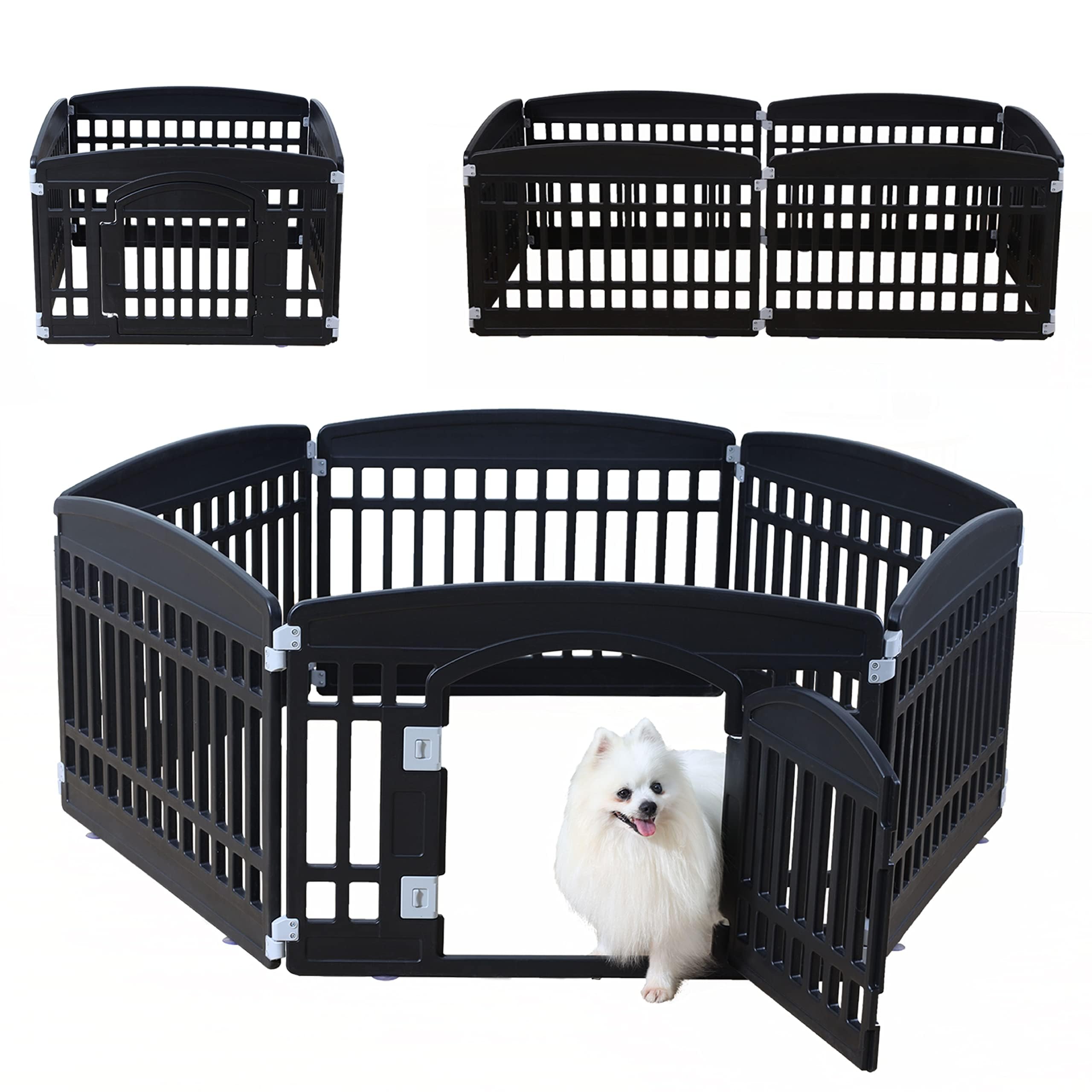 Pet Playpen Foldable Gate For Dogs Heavy Plastic Puppy Exercise Pen Indoor Outdoor Small Pets Fence Puppies Folding Cage 6 Panel