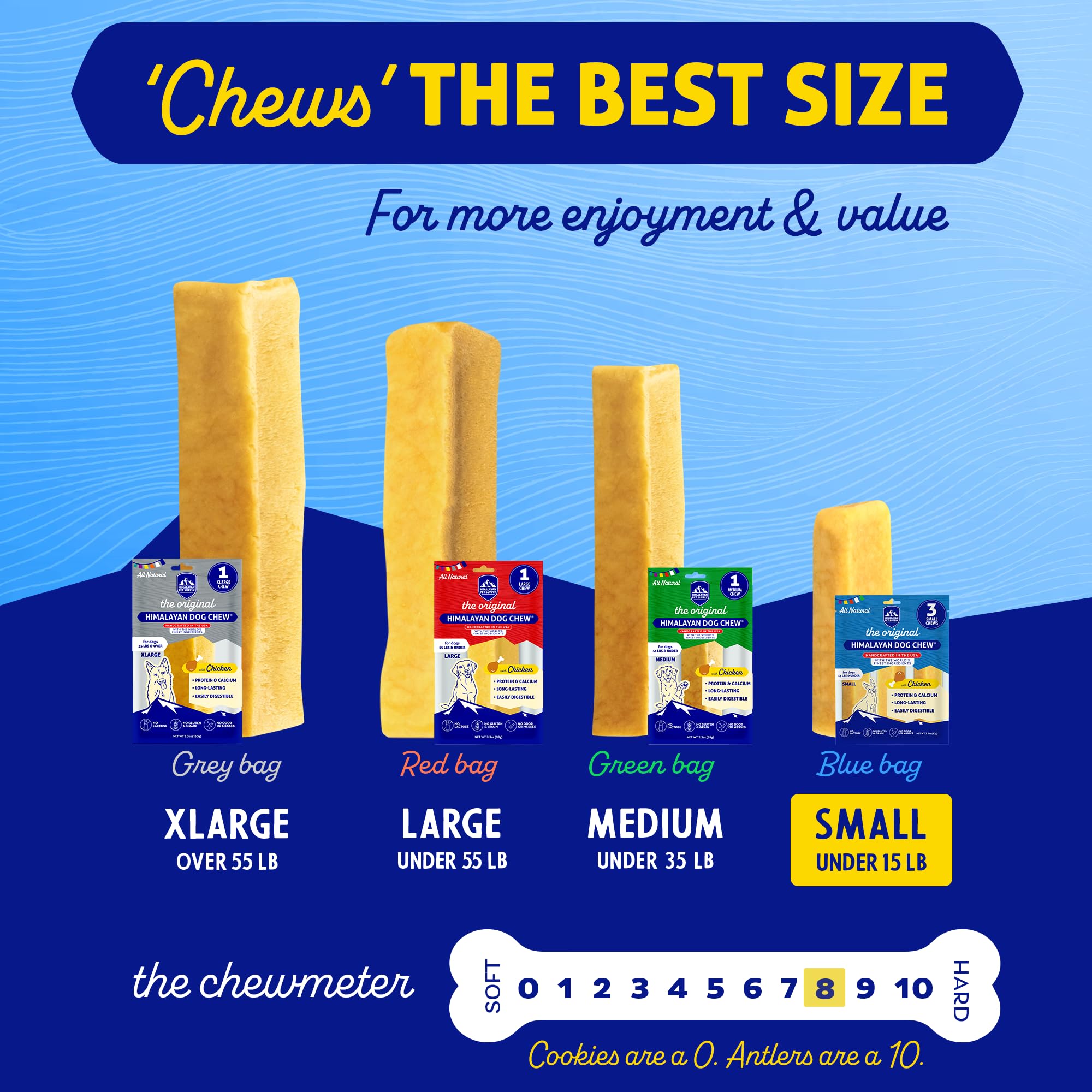 Himalayan Dog chew Original Yak cheese Dog chews, 100 Natural, Long Lasting, gluten Free, Healthy  Safe Dog Treats, Lactose  gra