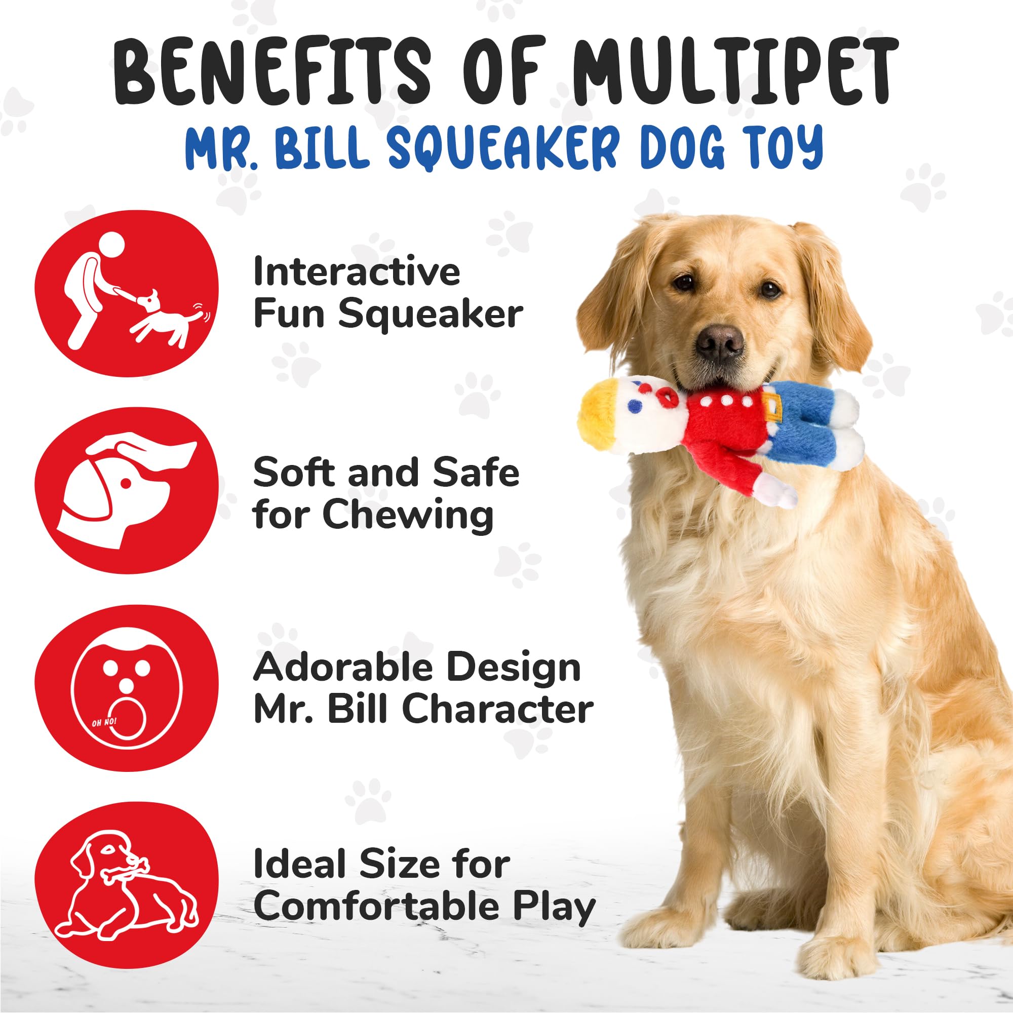 Mr. Bill Mini Squeaker Dog Toy - 6'' Small Multicolor Officially Licensed