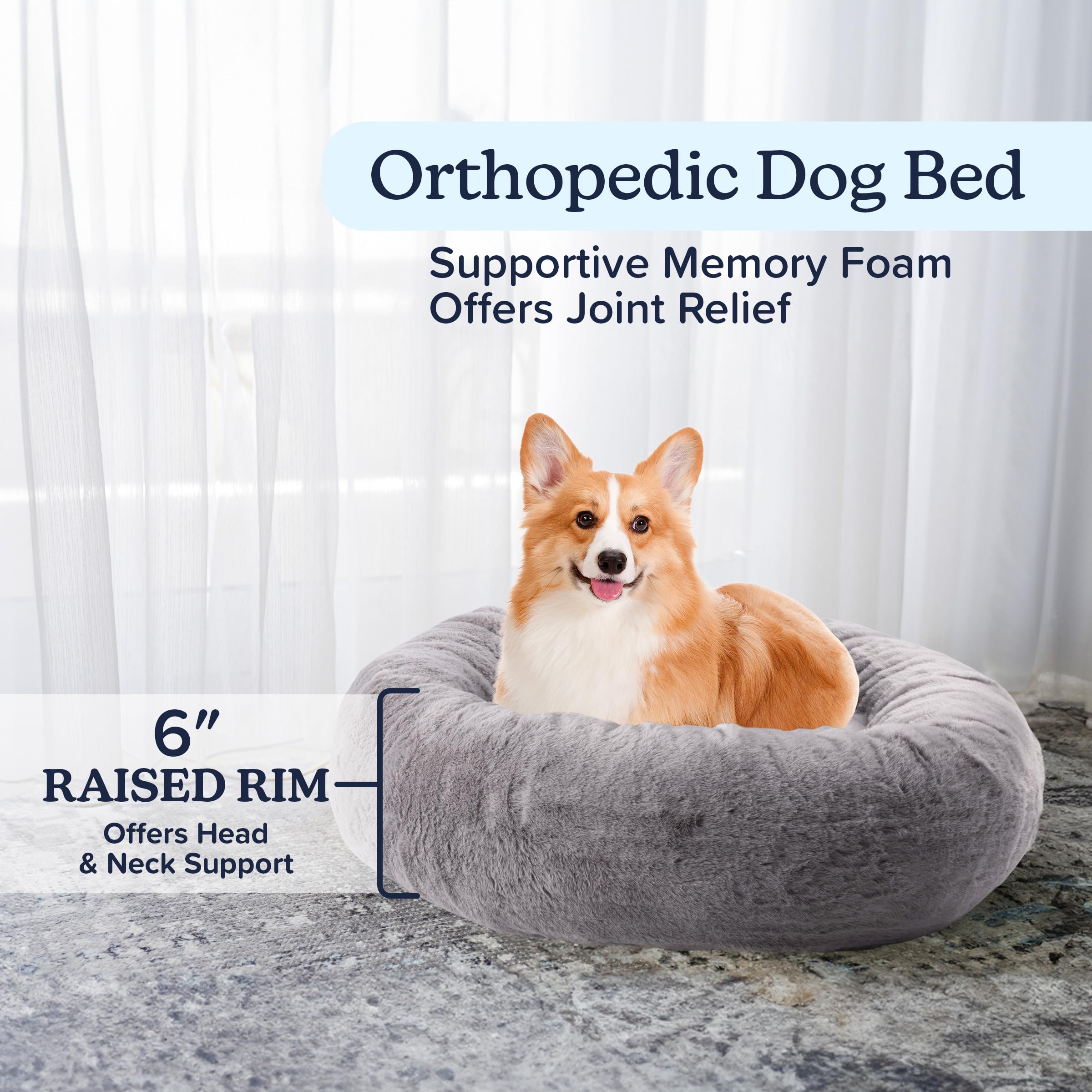 Petmaker Dog Bed - Donut Dog Bed And Cat Bed For Medium Pets - Dog Bed With Removable Washable Cover And Anti-Slip Bottom - Pupp