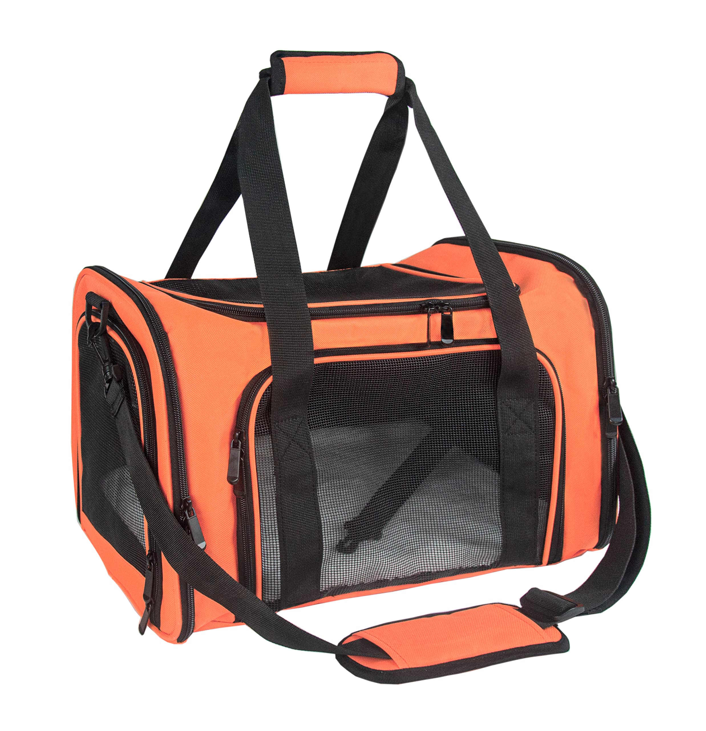 Nextfri Soft Sided Carrier For Small Medium Cats Dogs,Removable Pad Collapsible Travel Pet Carrier Large Orange