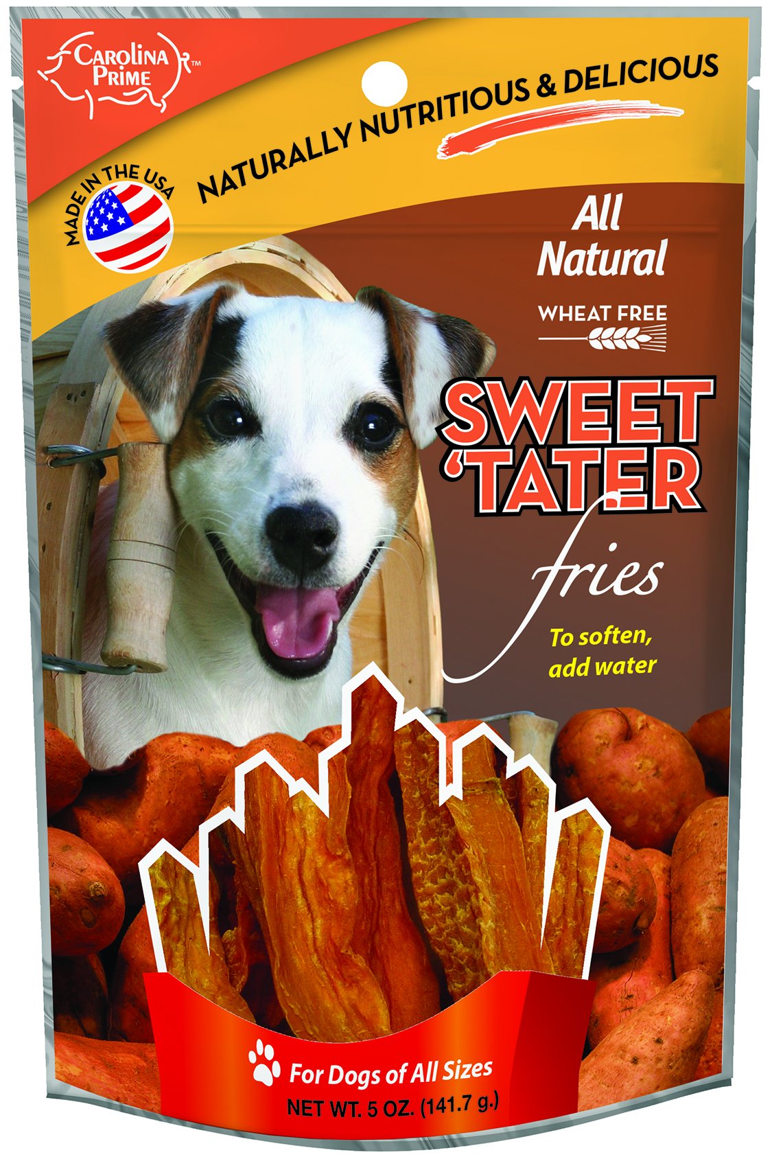 Carolina Prime Pet 45031 Sweet Tater Fries Treat For Dogs ( 1 Pouch), One Size,Brown