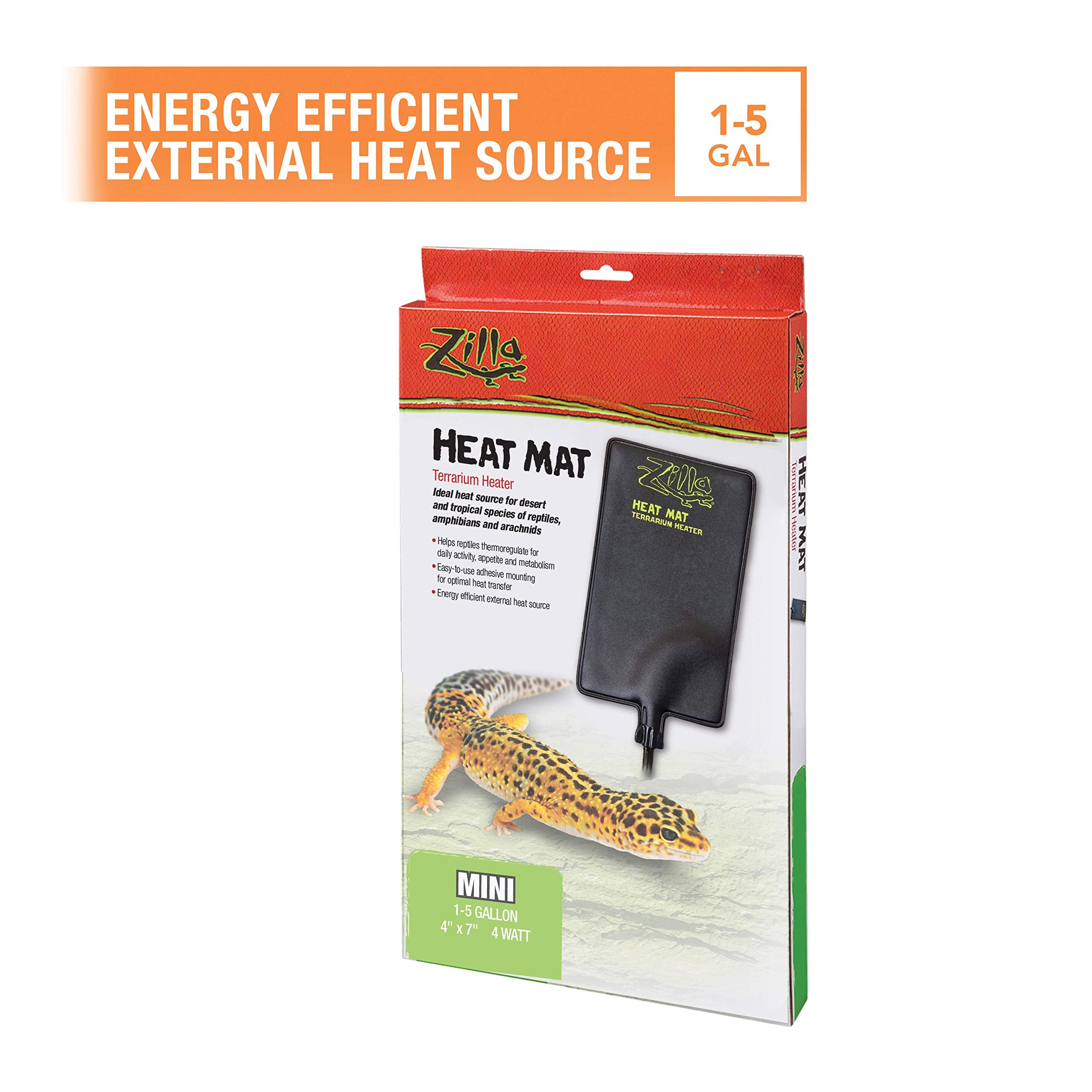 Zilla Terrarium Heat Mats Black Mini, 1-5 Gallon, 4 Watt