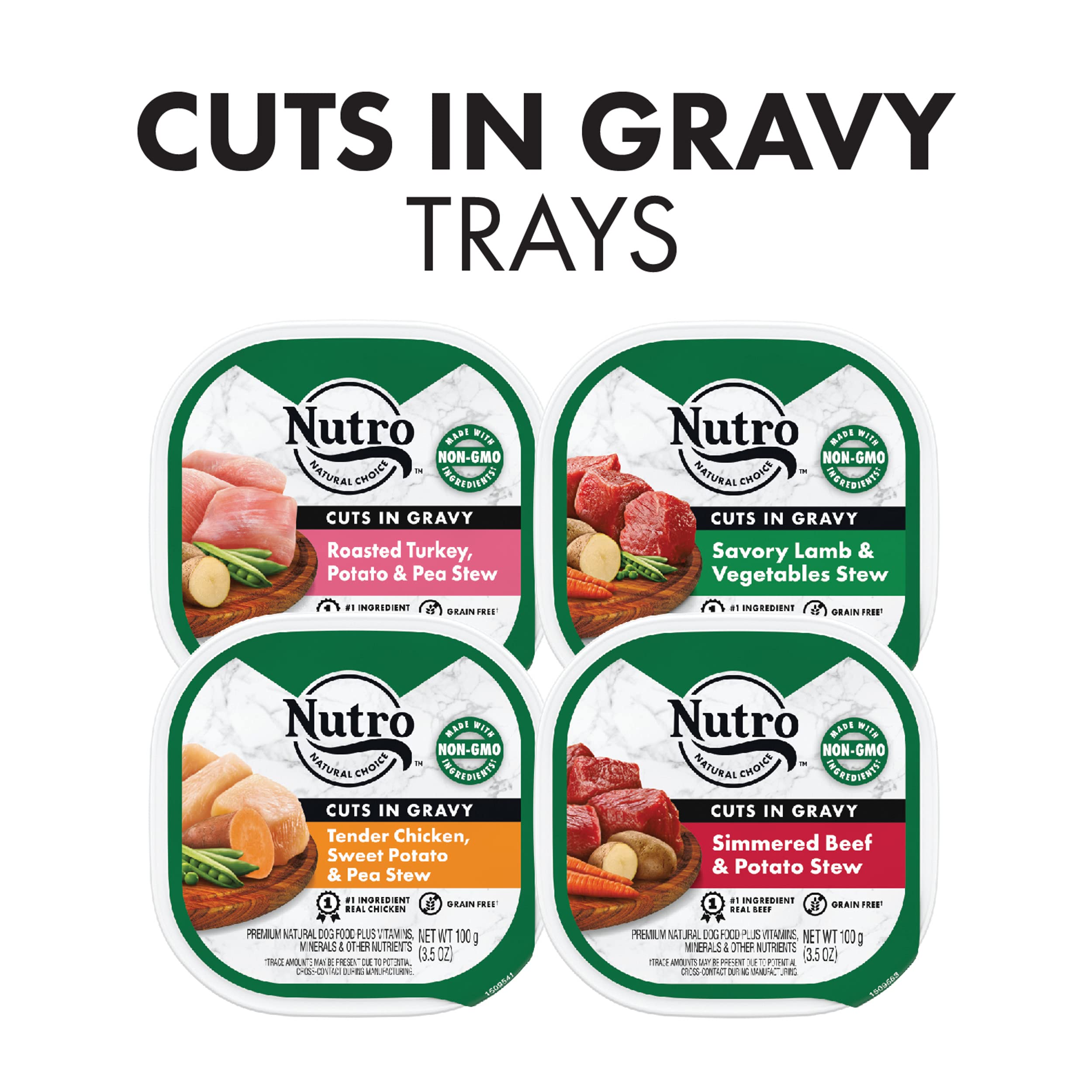 Nutro Natural Choice Cuts In Gravy Wet Dog Food 4 Flavors Variety Pack, 3.5 oz. Trays (24 Count, Pack of 1)
