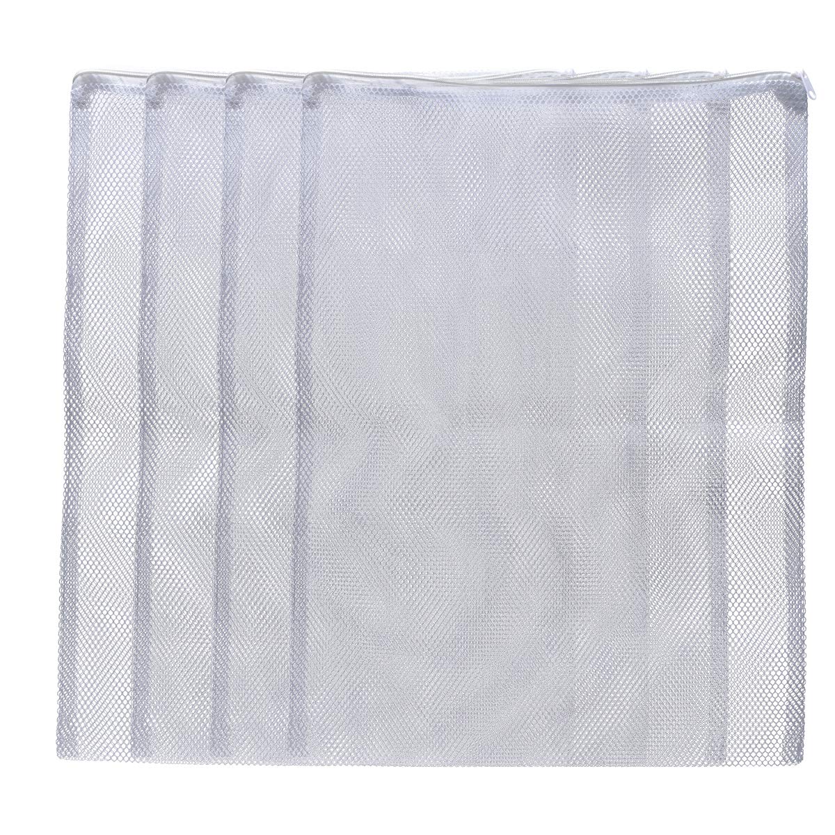 Alegi Large Filter Media Bags,Aquarium Mesh Bags With Plastic Zipper,White Net Bags For Bio Balls, Ammonia Remover 17.8' By 13.5' (4Pcs)