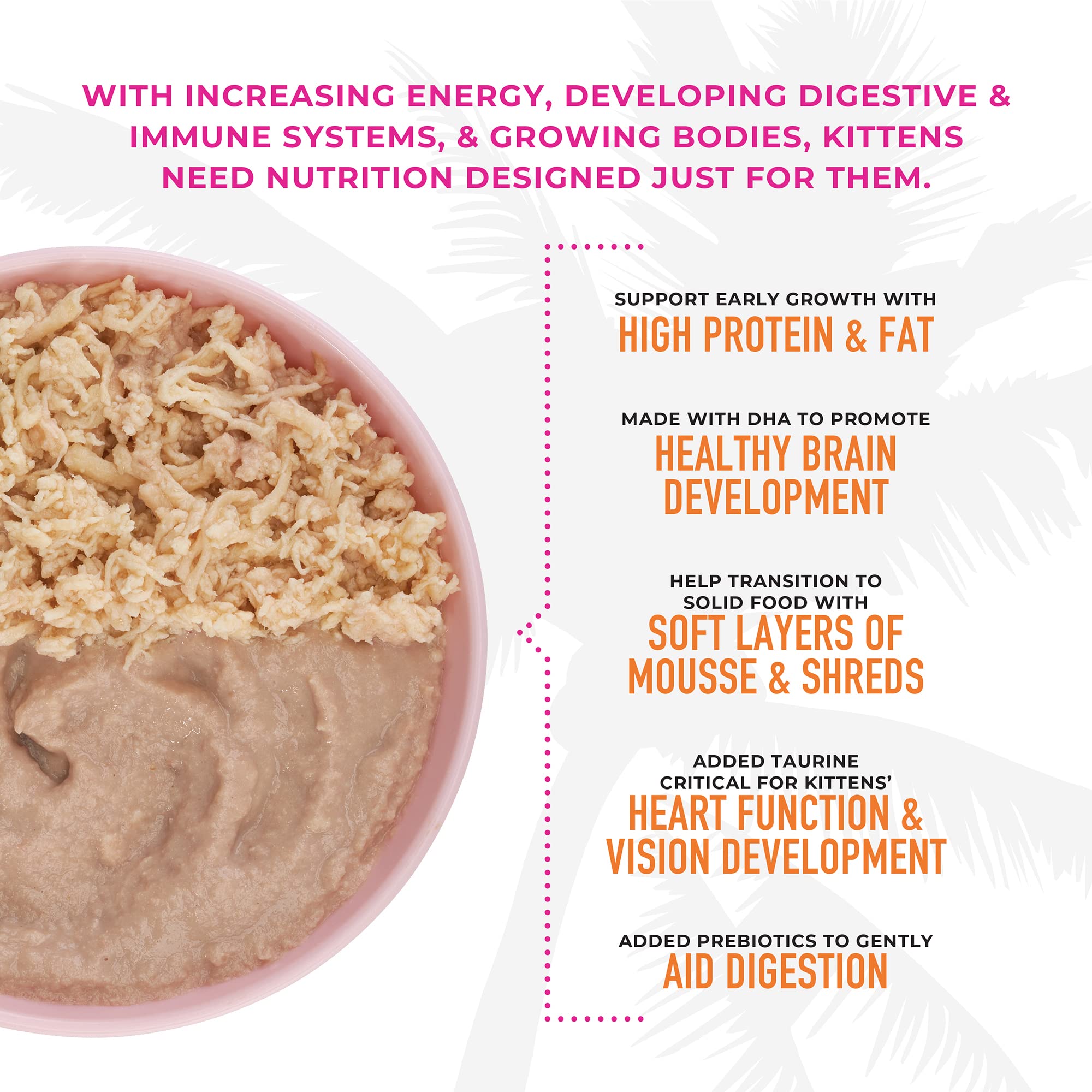 Tiki Cat Baby Mousse & Shreds, Chicken, Salmon, and Chicken Liver, High-Protein, Wet Cat Food for Kittens 4 Weeks+, 1.9 oz. Cans