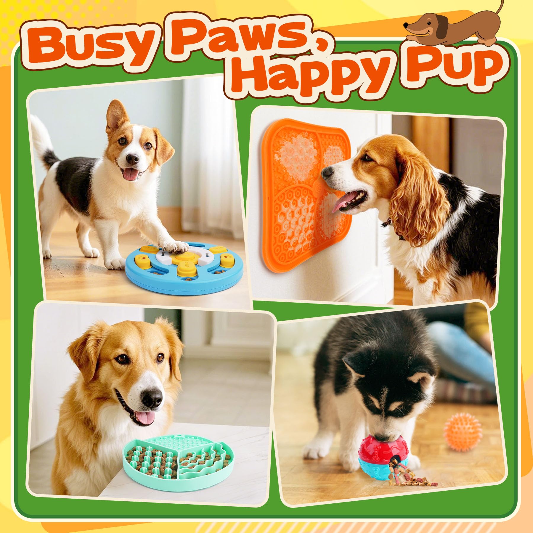 Forfon 10 Pack Complete Dog Puzzle Toys Set-Dog Lick Mat & Feeding Bowl with Suction Cups for Small & Medium Breeds,Enrichment T