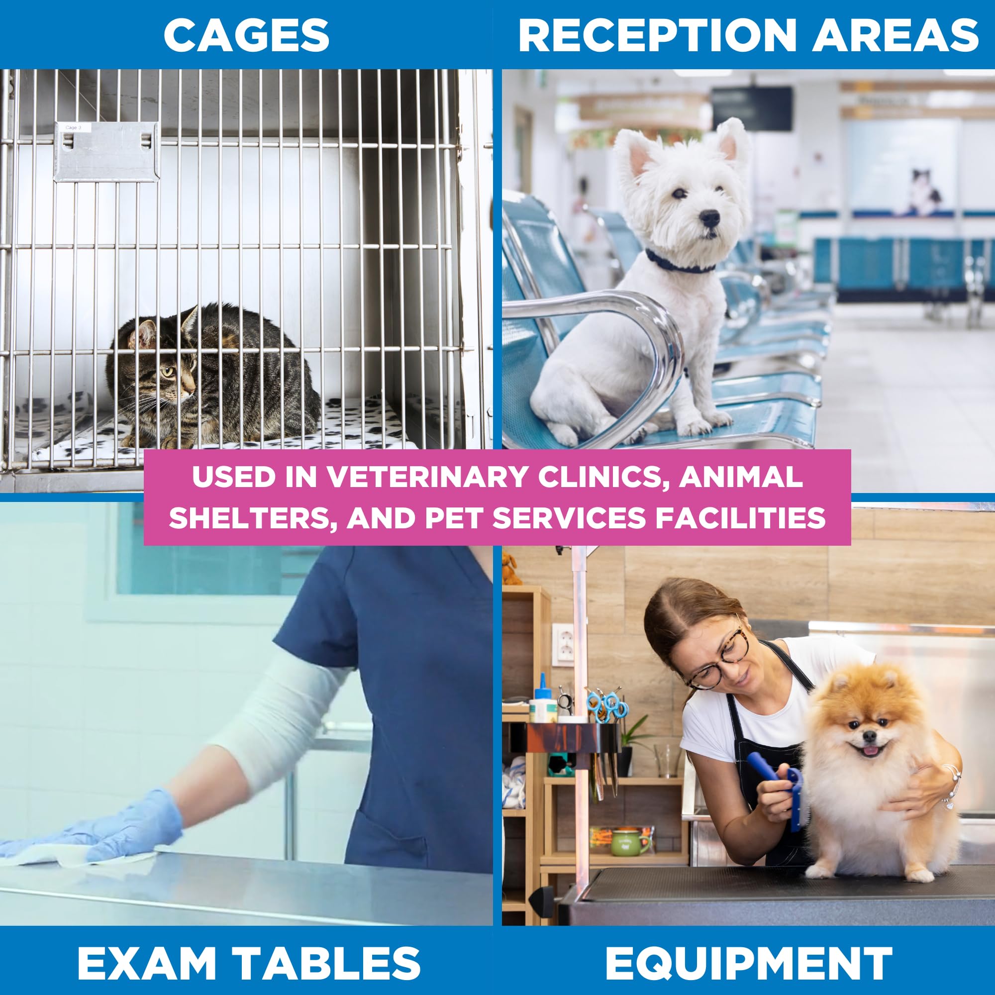 REScue One-Step Disinfectant Cleaner & Deodorizer Wipes for Vet Use - Cleaner for Kennels, Litter Boxes, Vet Offices, Pet Groomi