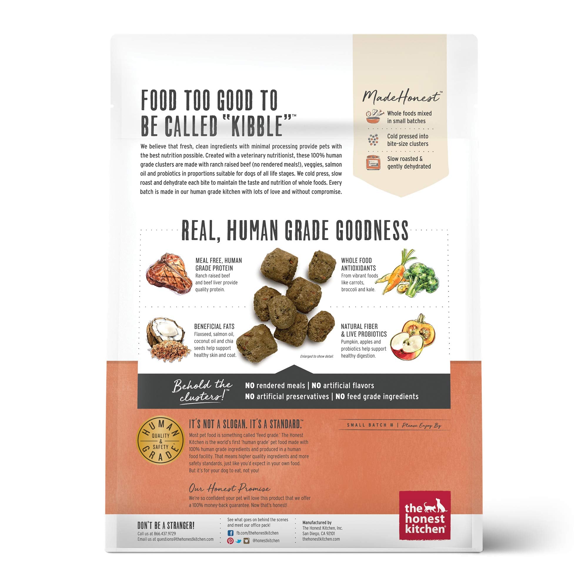 The Honest Kitchen Grain Free Beef Dry Dog Food, 1 lb - Whole Food Clusters for Healthy Nutrition