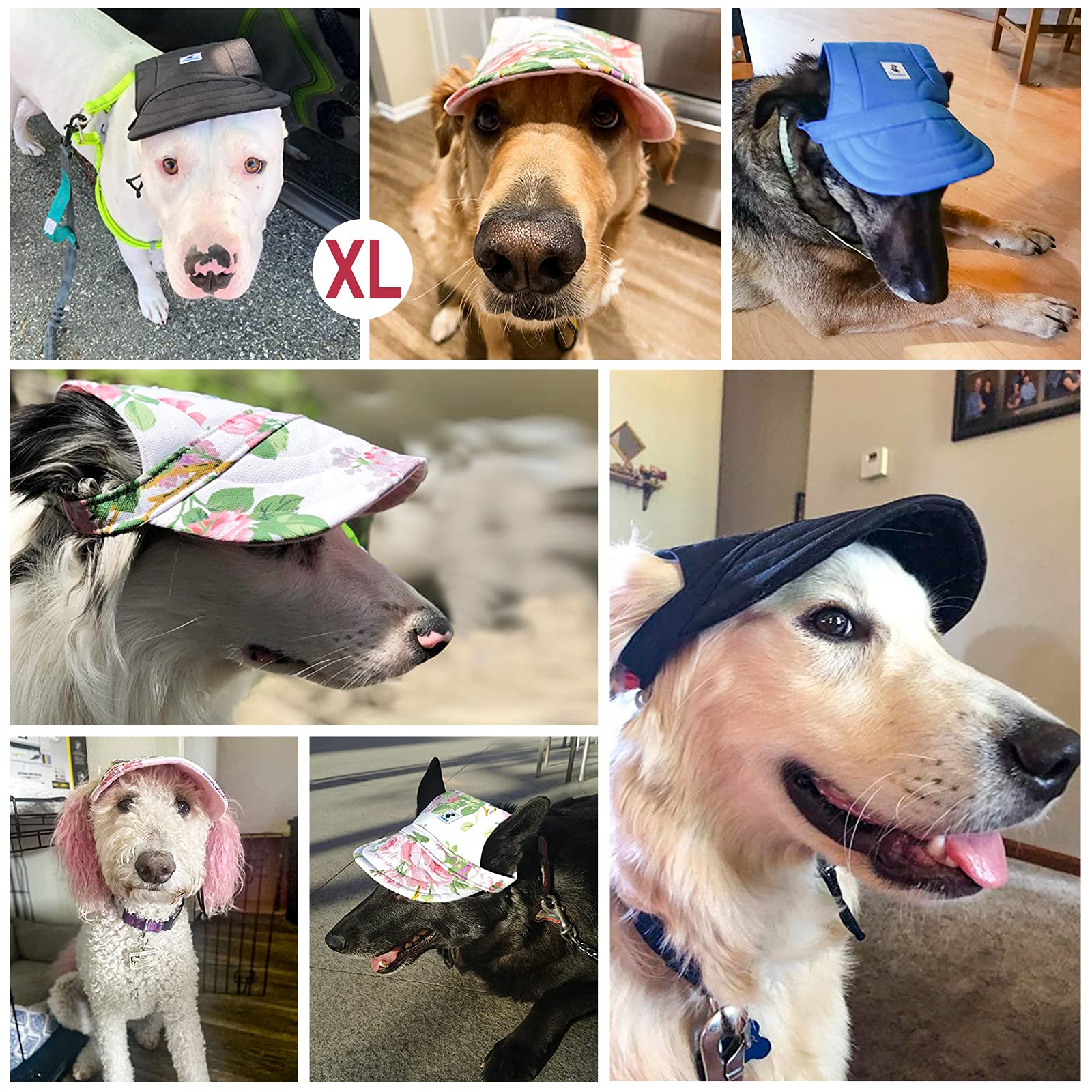 Pawaboo Dog Baseball Cap, Adjustable Dog Outdoor Sport Sun Protection Baseball Hat Cap Visor Sunbonnet Outfit With Ear Holes For Puppy Small Dogs, Medium, Yellow