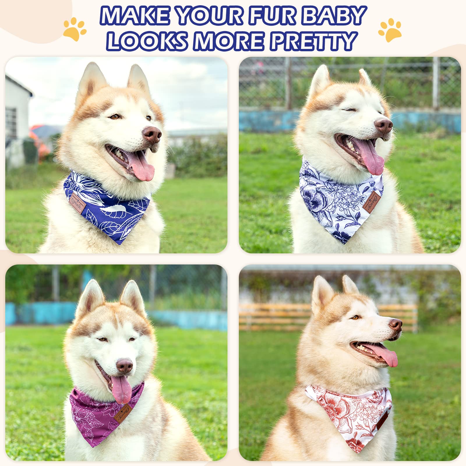 Charcy Dog Bandanas 4 Pack, Fall Dog Bandana For Holidays & Birthdays - Unique Triangle Design