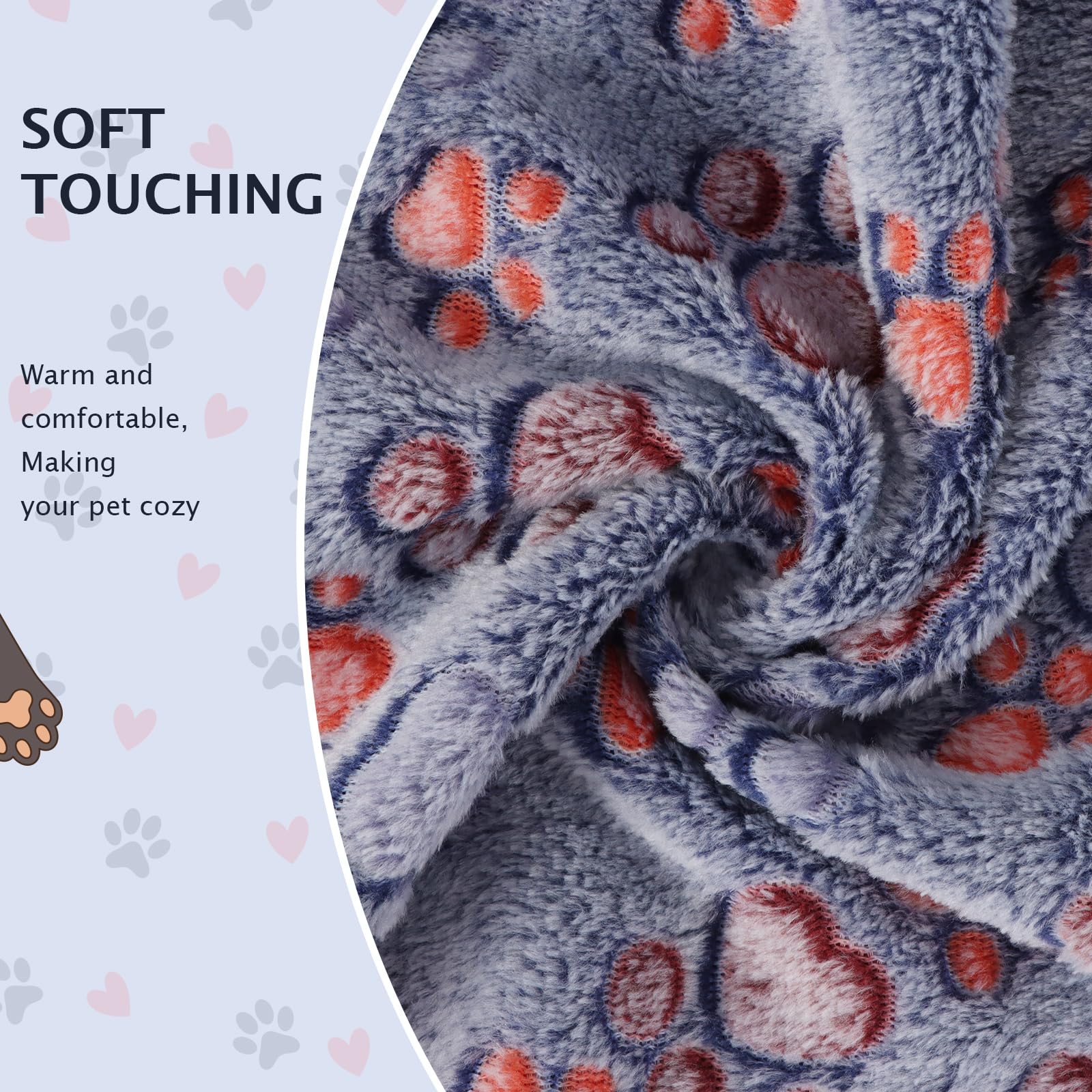 BVAGSS 6 Pack Small Dog Blanket, Super Soft Warm Pet Cover Blankets, Paw Print Puppy Fleece Flannel Blanket for Small Medium Dog