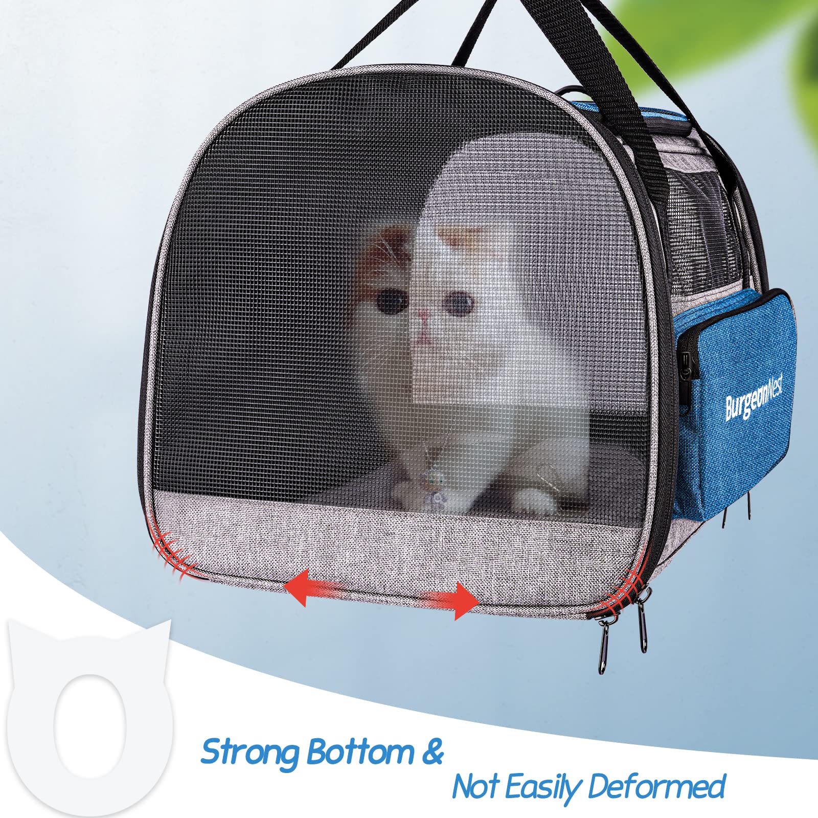 BurgeonNest Cat Carrier for Large Cats 20 lbs, Soft-Sided Pet Carrier for Small Dogs Medium Puppy Under 25 lbs, Puppy Travel Bag