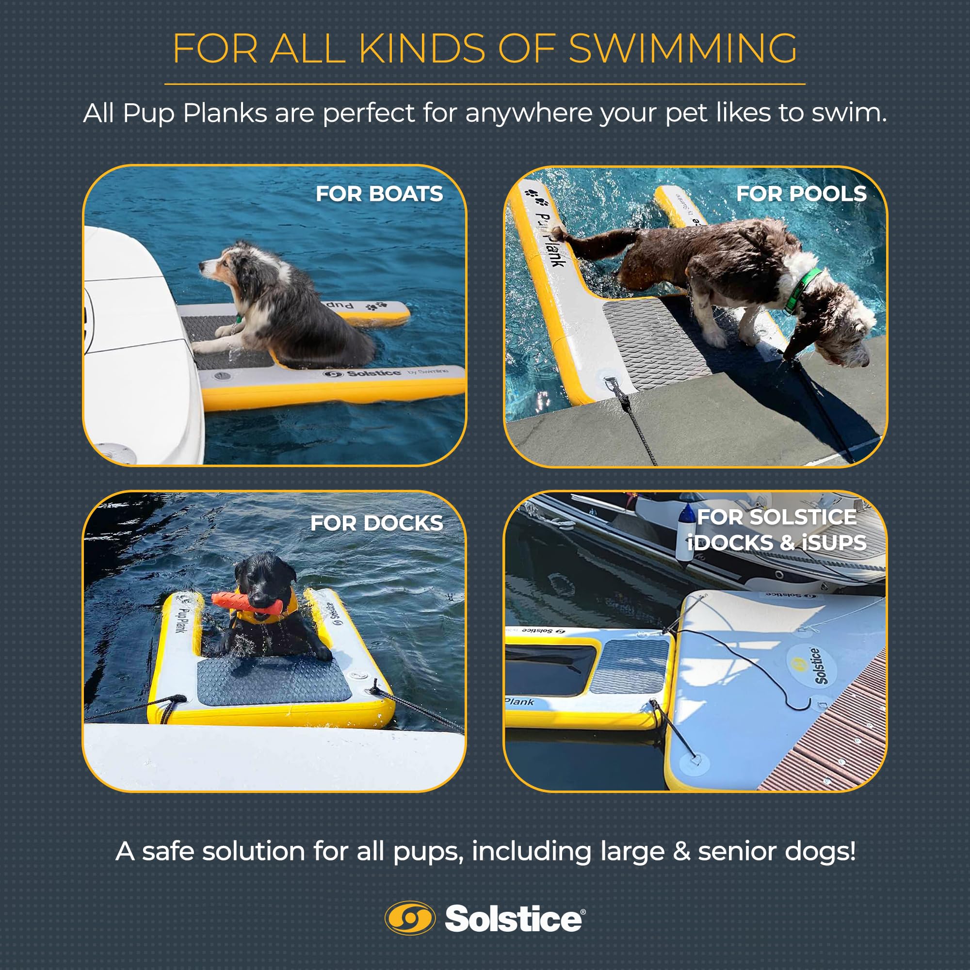 SOLSTICE ORIGINAL Inflatable Pup Plank Dog Float Floating Ramp Ladder For Pools Boats Docks | Dog On Water Ladder Steps | For Sw