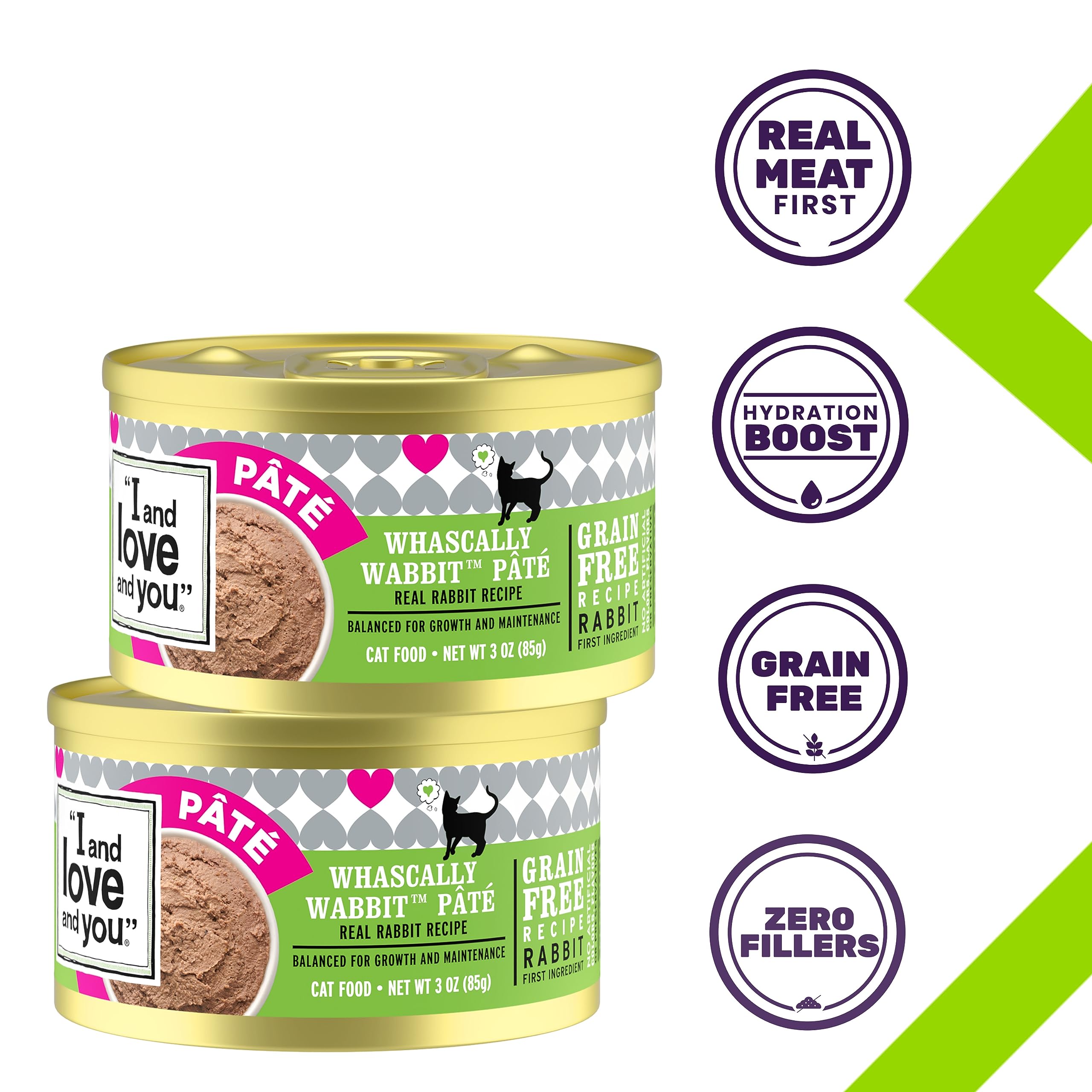 I and Love and You Wet Cat Food, Whascally Wabbit Pâté, Grain Free, 3oz Pack of 4 Cans