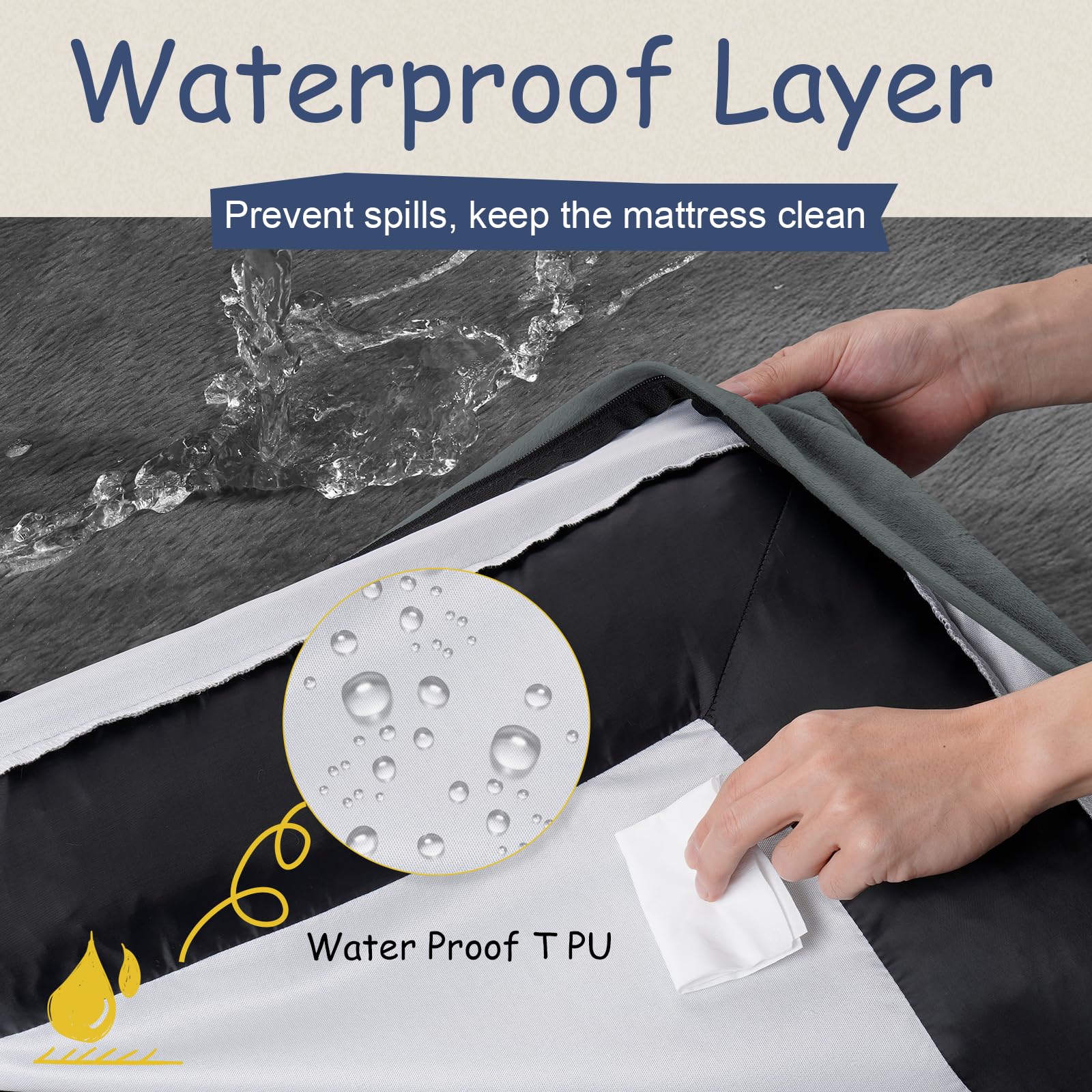 Orthopedic Washable Large Dog Bed: Waterproof Bolster - Medium Large Dog Beds With Removable Cover - Dark Grey