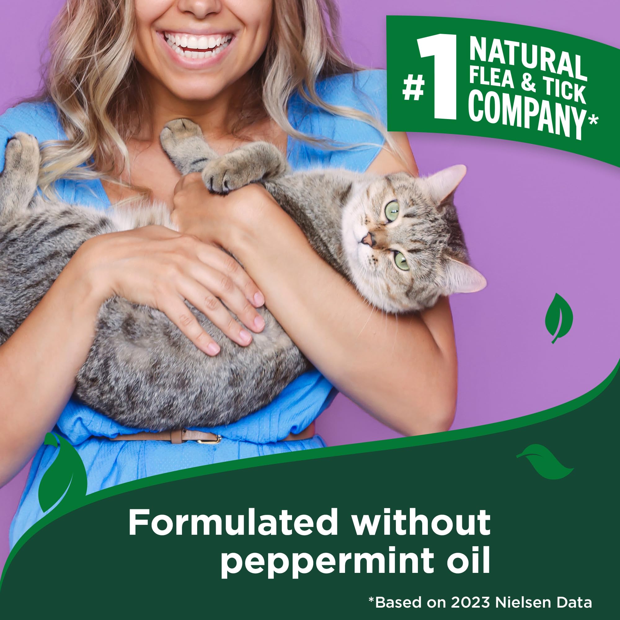 Vets Best Flea and Tick Gentle Mist for Cats - Cotton Spice Scent - Plant-Powered Flea and Tick Prevention - Pest Protection fo