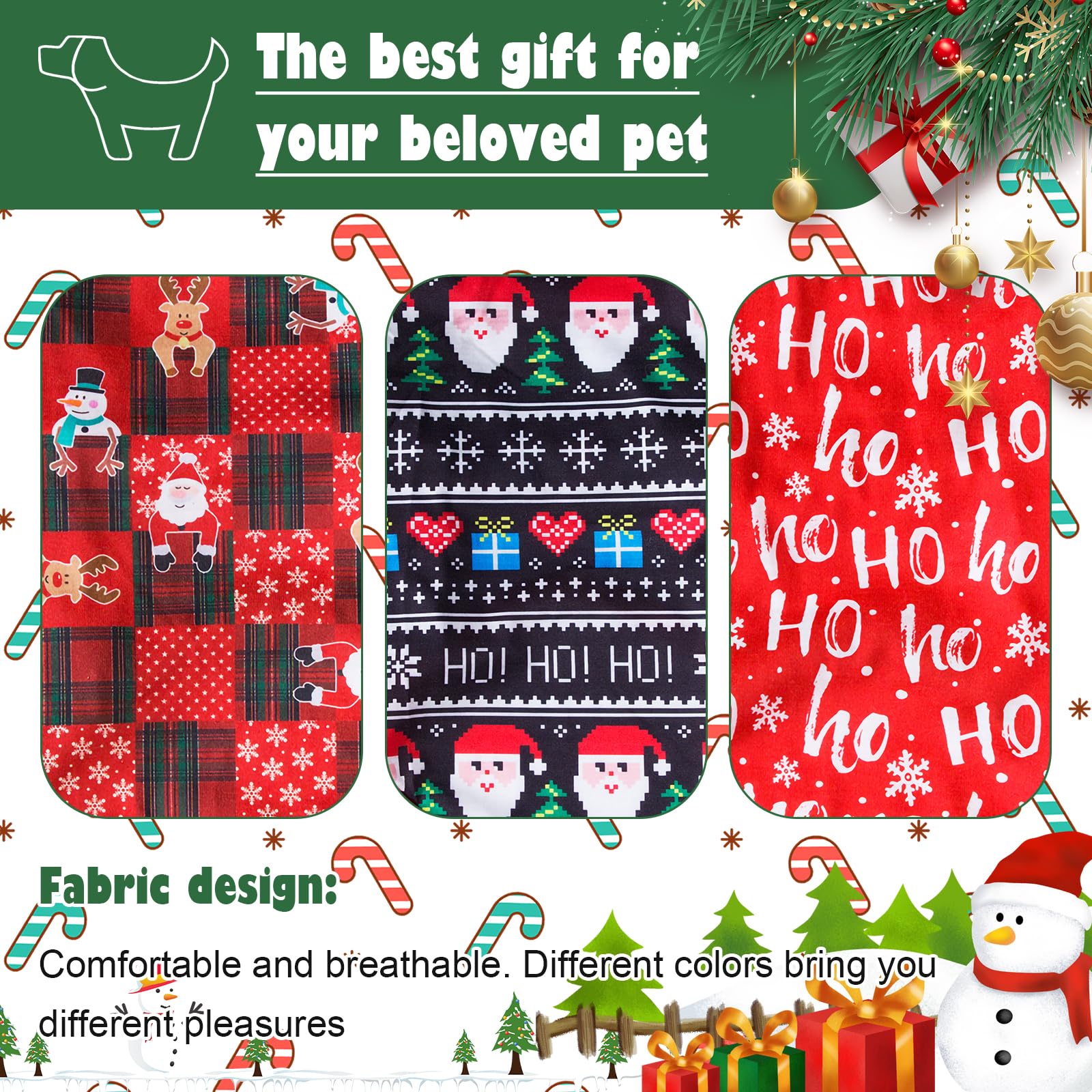 Katolk 6 Pieces Christmas Dog Clothes For Small Dogs, Soft And Breathable Pet Shirt, Winter Puppy Kitten Vest Printed Dog Shirts
