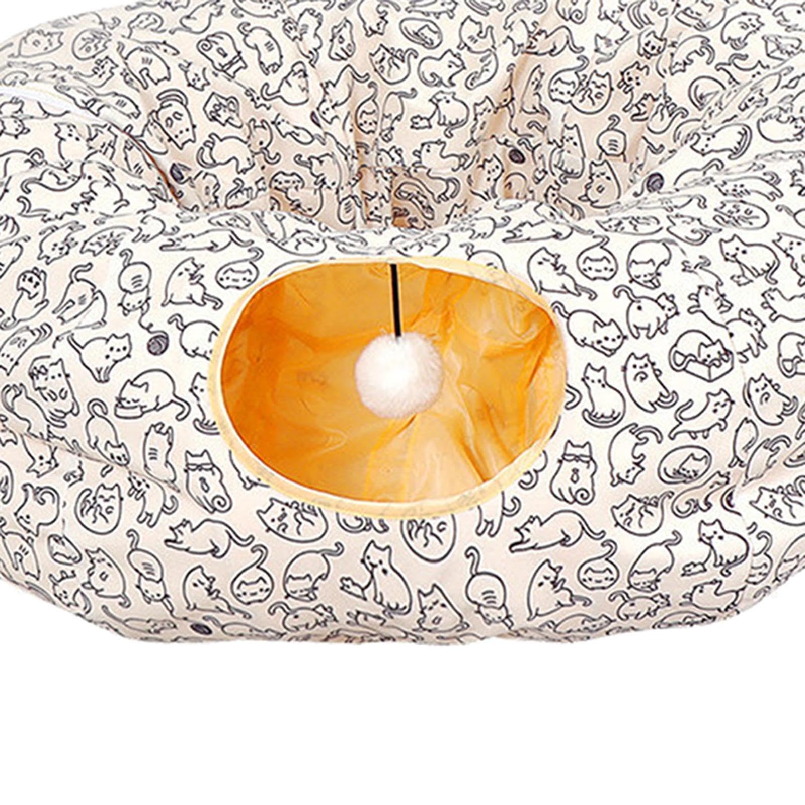 Calandis Cat Tunnel With Cat Bed With Playing Ball Tent Tunnel For Indoor Cats Kitten Black White | Toys | Cat Supplies