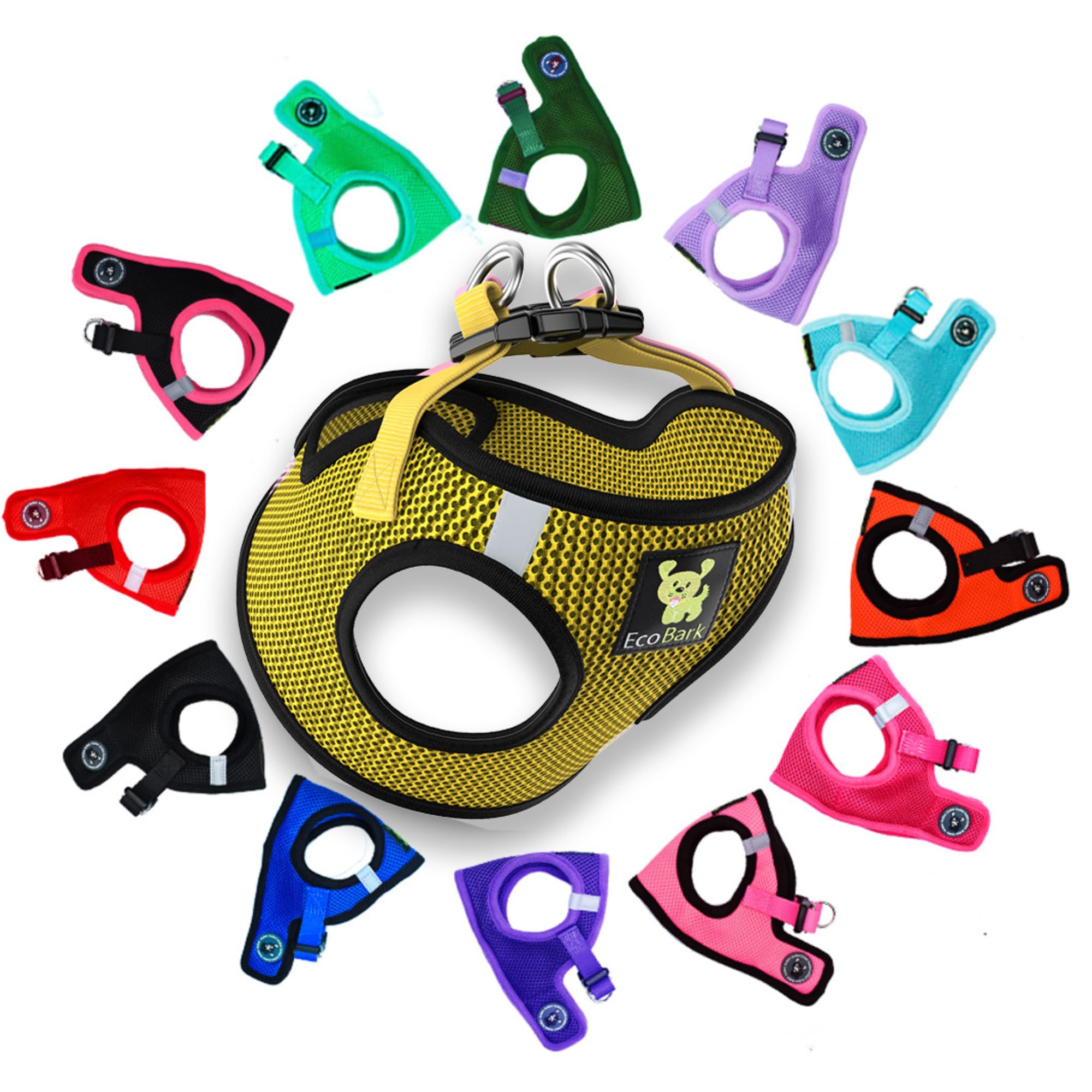 Ecobark Step In Dog Harness - Soft Mesh Dog Vest Harnesses For Puppies And Small Breed Dogs - Reflective And Adjustable No Pull Halter Harness - Mesh Comfort Padded Body Harness (Yellow, Xs)