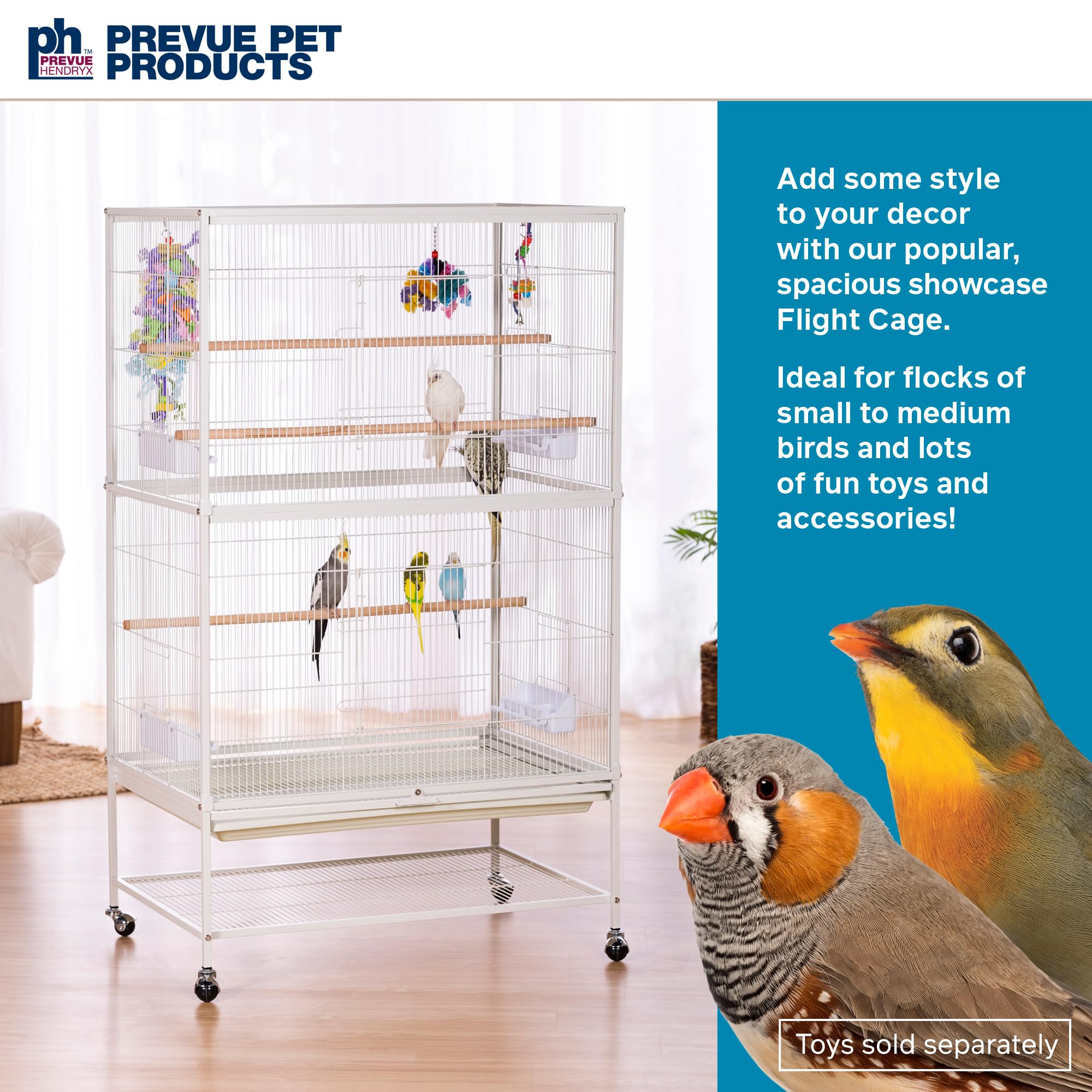 Prevue Pet Products Large Wrought Iron Flight Cage - 31"x20.5"x53", White, Non-Toxic Steel with Stand, Model F041