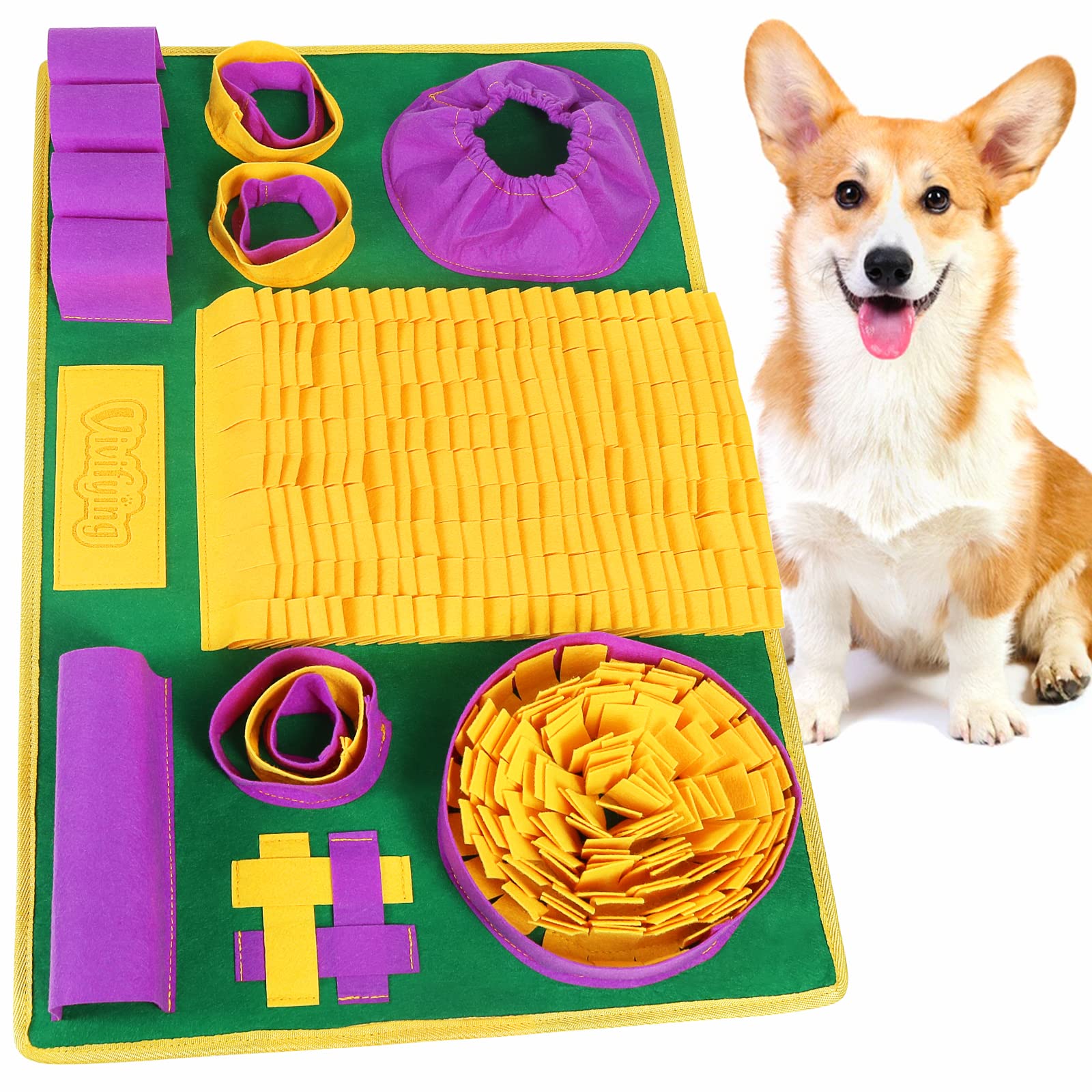 Vivifying Snuffle Mat for Dogs, Interactive Dog Puzzle Toys for Boredom and Mental Stimulation, Sniff Mat Helps Small Dogs and C