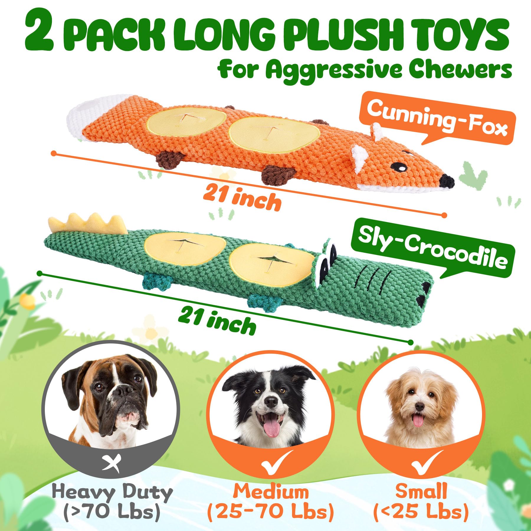 XIUGOAL Dog Toys for Aggressive Chewers, 2 Pack No Stuffing Interactive Dog Toys for Boredom and Teething, Squeaky Chew Toy for