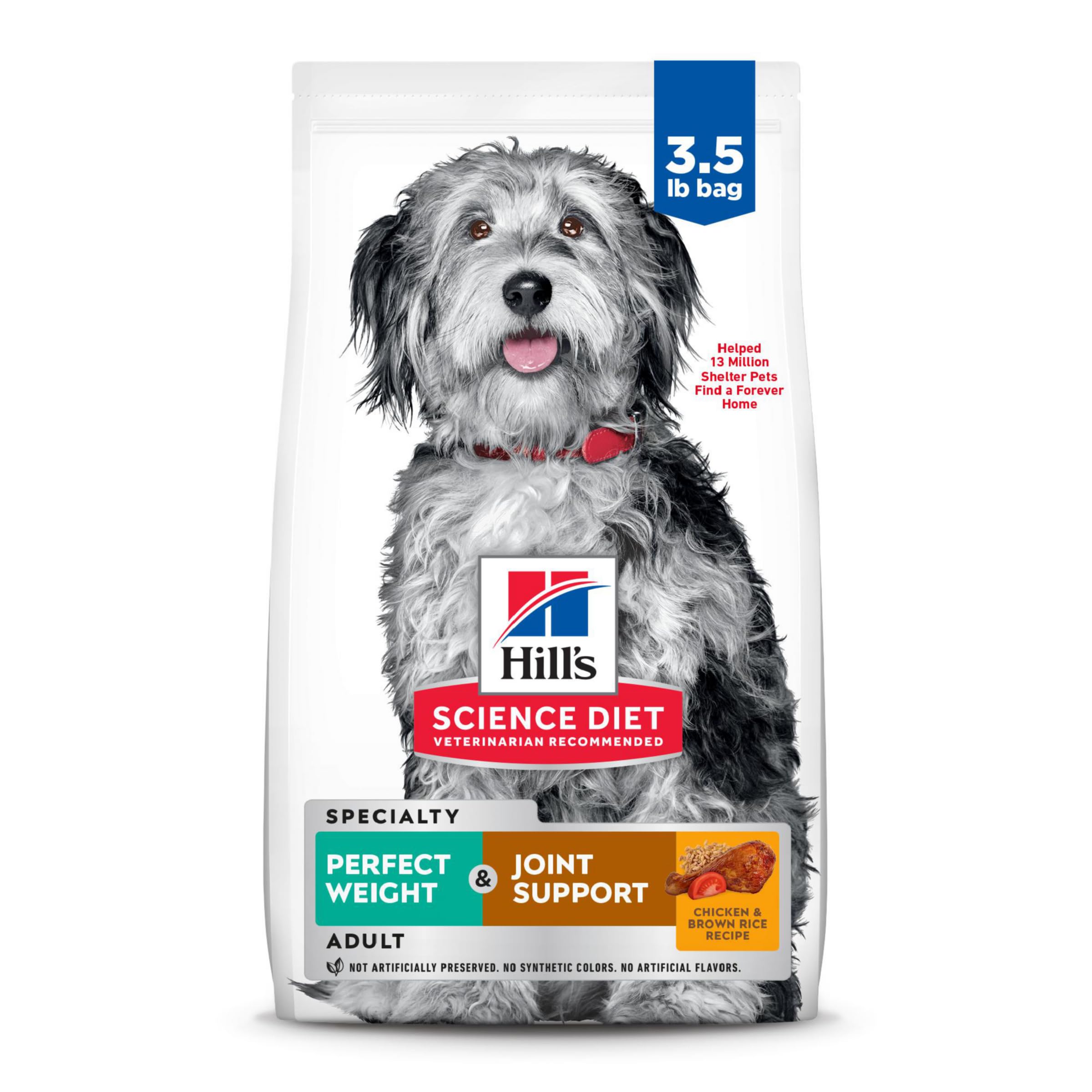 Hills Science Diet Perfect Weight & Joint Support, Adult 1-6, Weight Management & Joint Support, Dry Dog Food, Chicken & Brown 