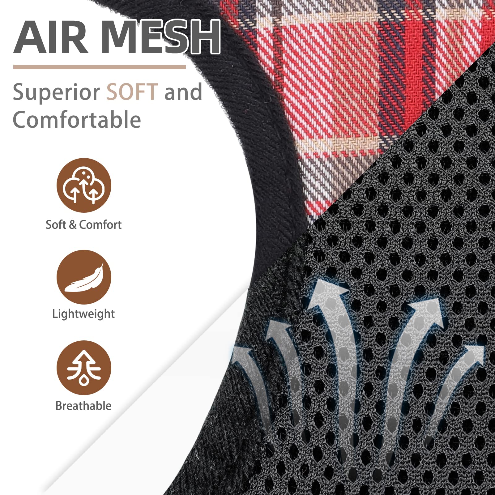 PUPTECK Soft Mesh Dog Harness, No Pull Padded Vest, Small, Red Mix, Model PUP22DHS07-S-Red