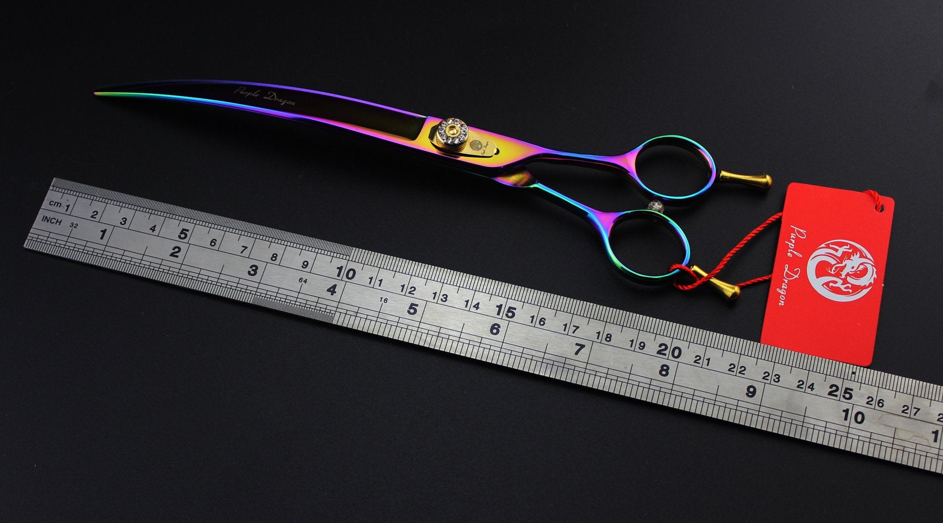 Purple Dragon 7.0''/8.0'' 3 In 1 Top-Level Professional Pet Grooming Thinning Or Chunker Scissors - Downward Curved Shears And D