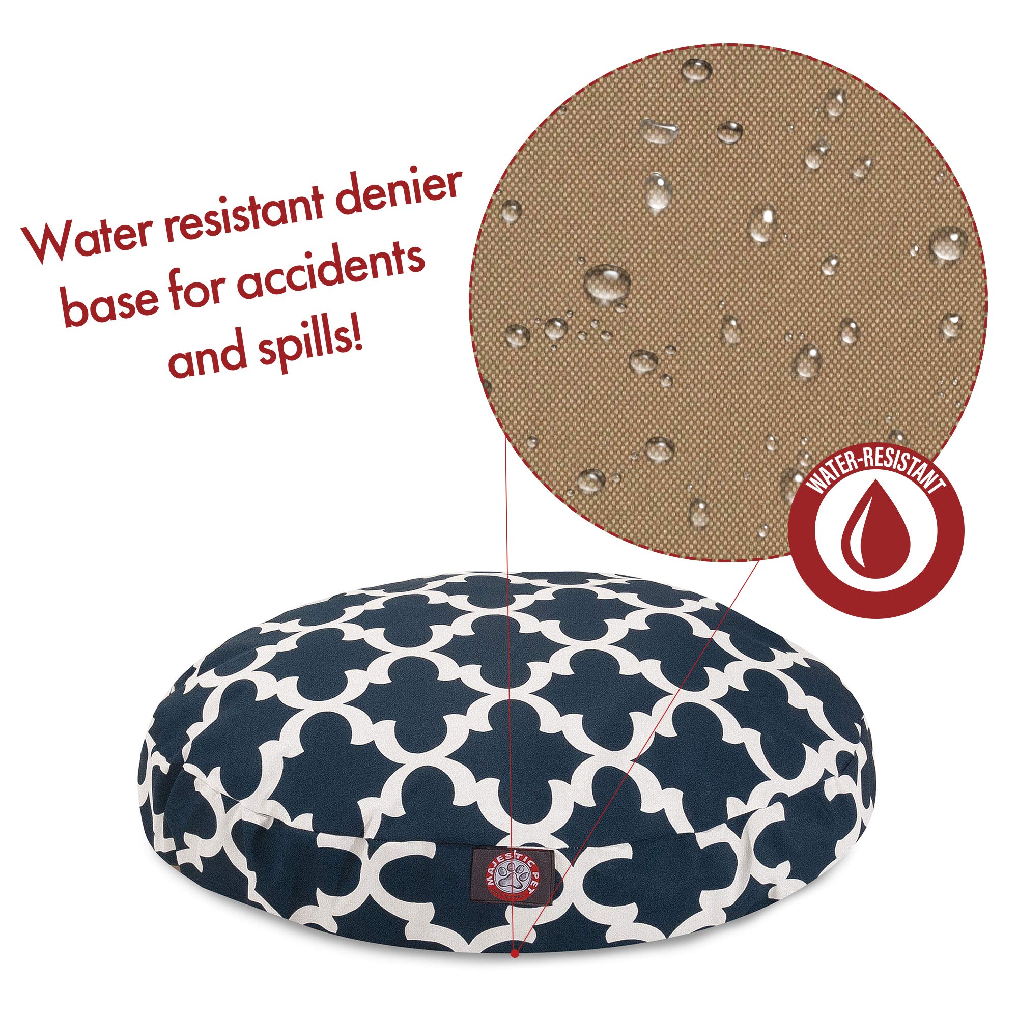 Navy Trellis Large Round Indoor Outdoor Pet Dog Bed With Removable Washable Cover By Majestic Pet Products