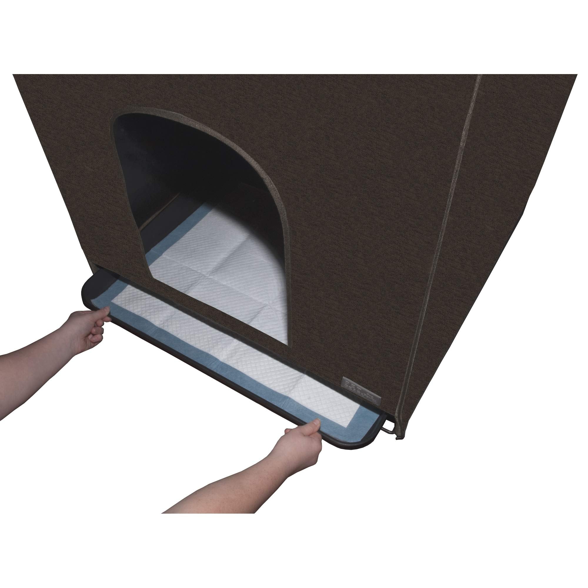 Pet Gear Pro Pawty, Potty Training Aid For Pee Pad/Grass Patch, Removable Tray Holds Pad Included, Hides Messes, Optional Wall Guard, Dog Litter Box, Pro Pawty Only- Medium, Espresso