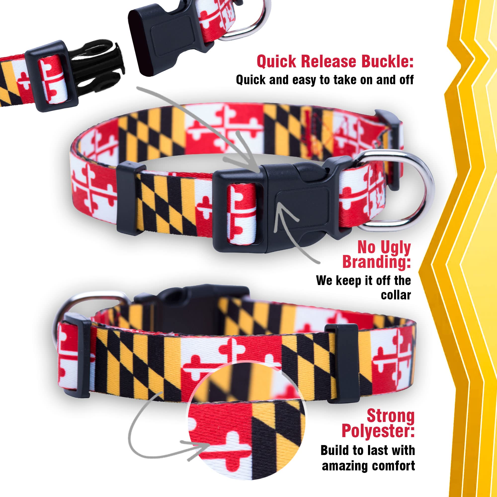 Native Pup Maryland Flag Dog Collar (Maryland, Large)