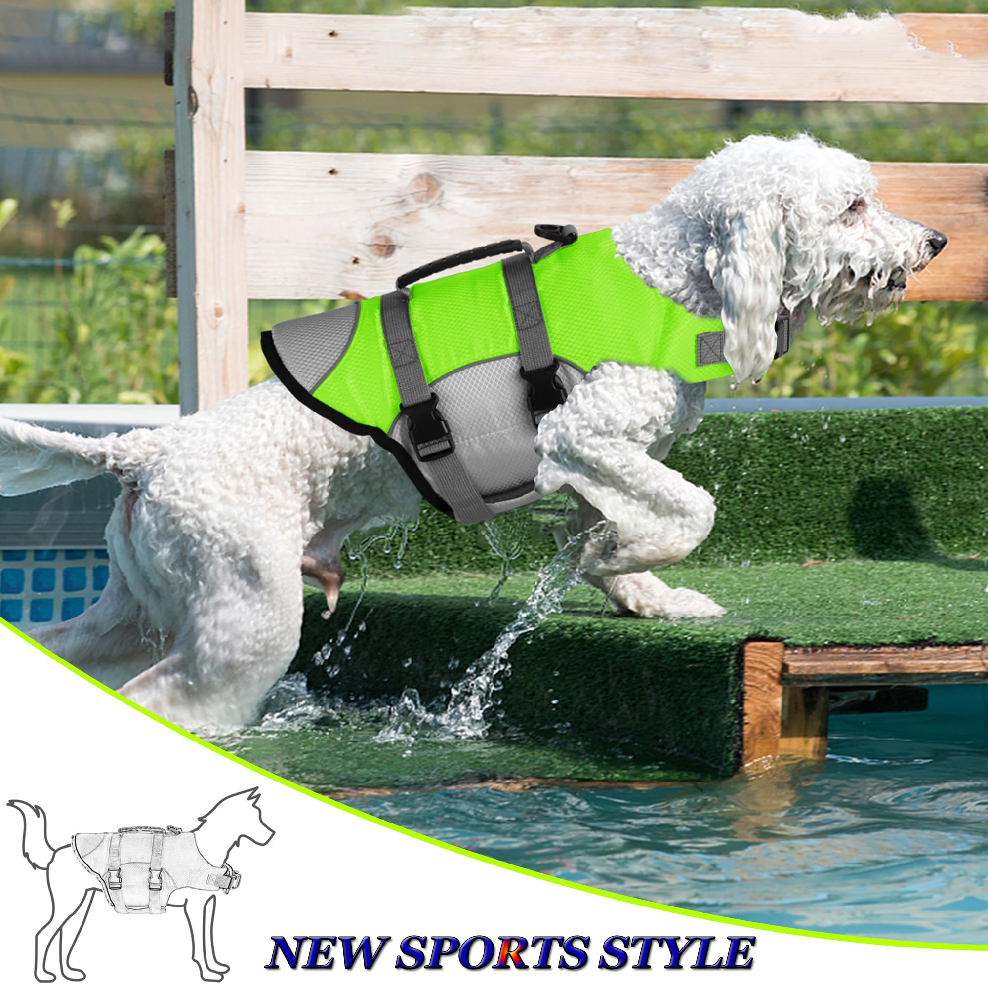 Dogcheer Dog Life Jacket, Reflective Dog Life Vest For Swimming Boating, Adjustable Puppy Swim Vest Ripstop Pfd Flotation Vest P