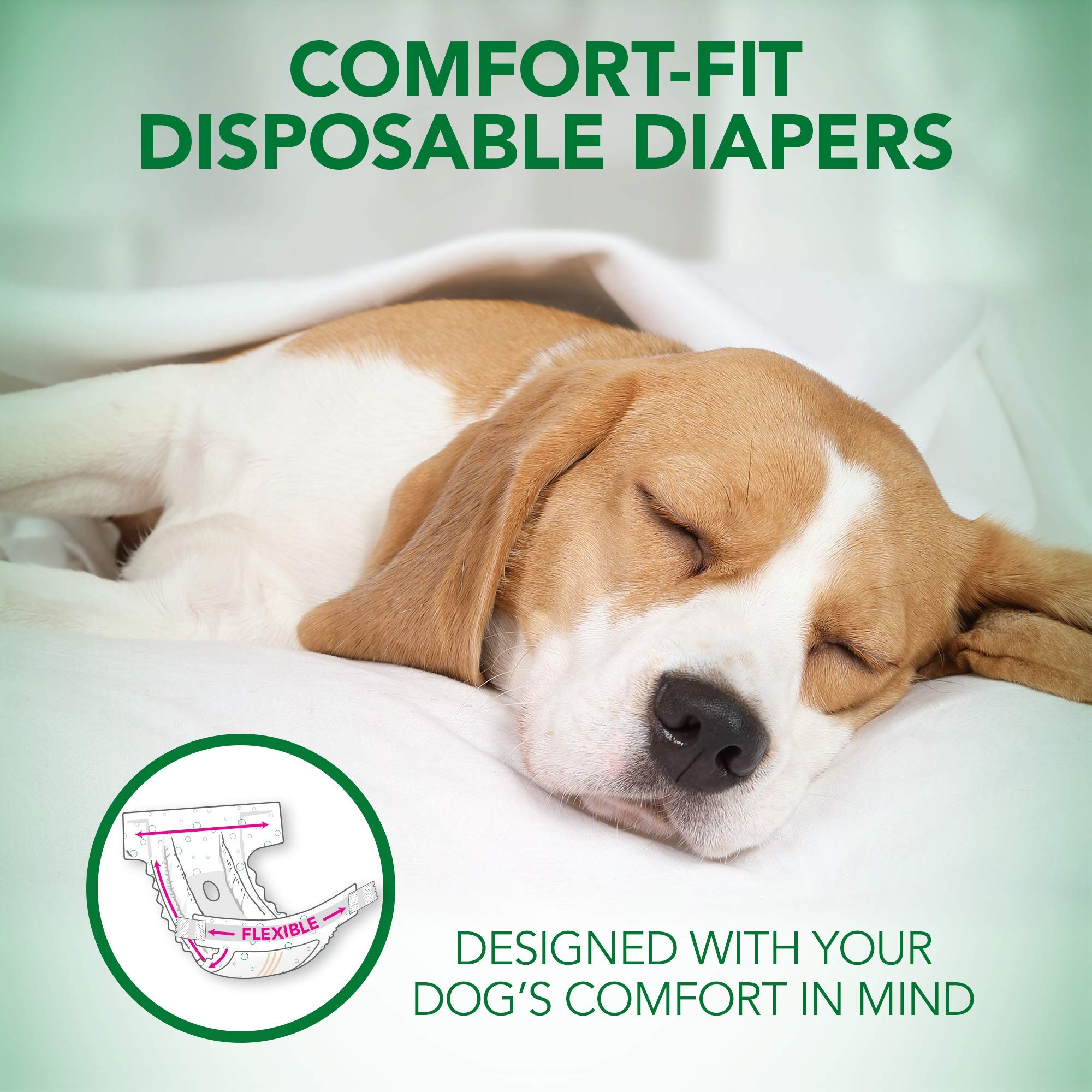 Vets Best Comfort Fit Dog Diapers - Disposable Female Dog Diapers - Absorbent with Leak Proof Fit - Medium, 30 Count