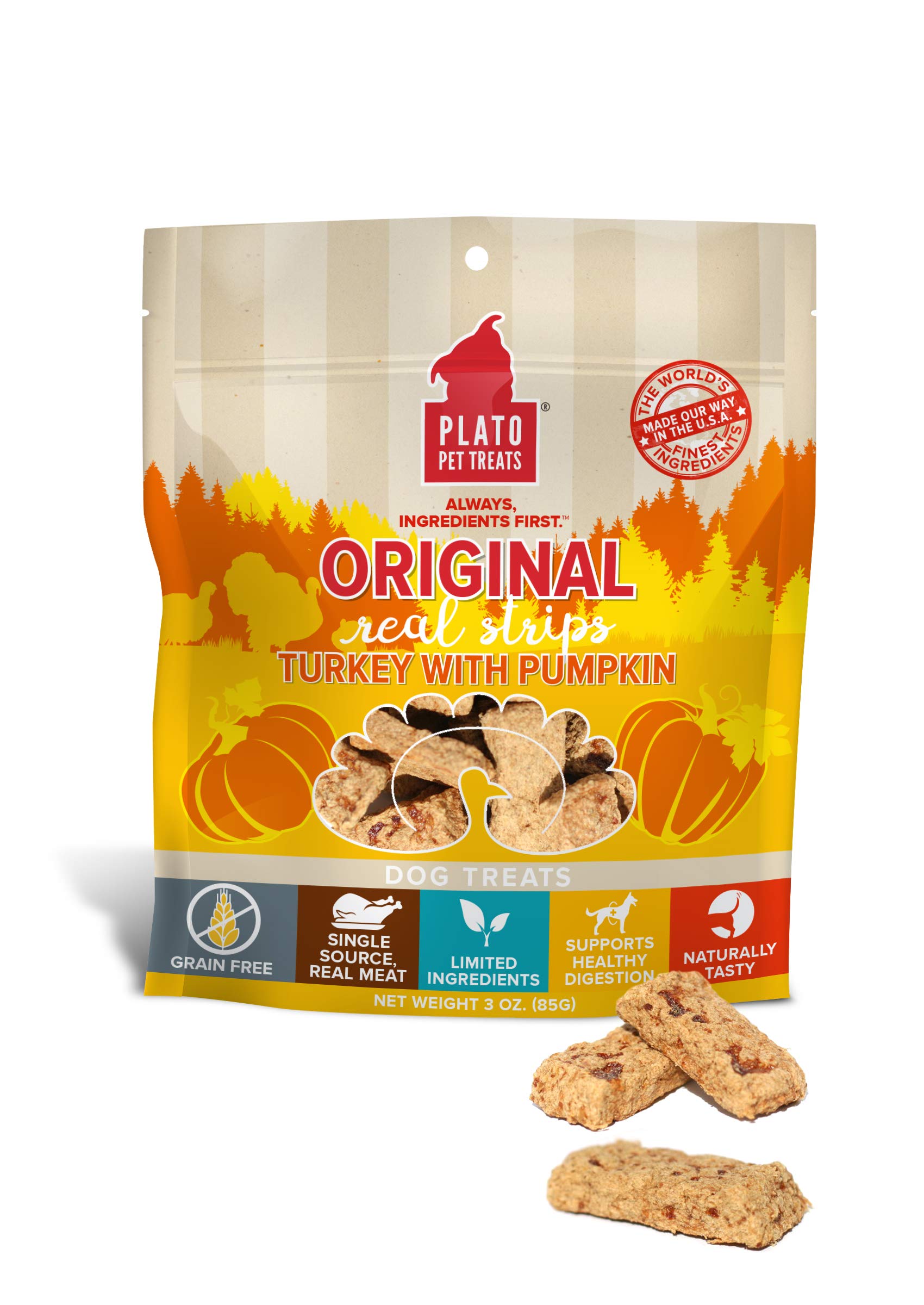 PLATO Original Real Strips Turkey & Pumpkin 18oz, Natural (1459)