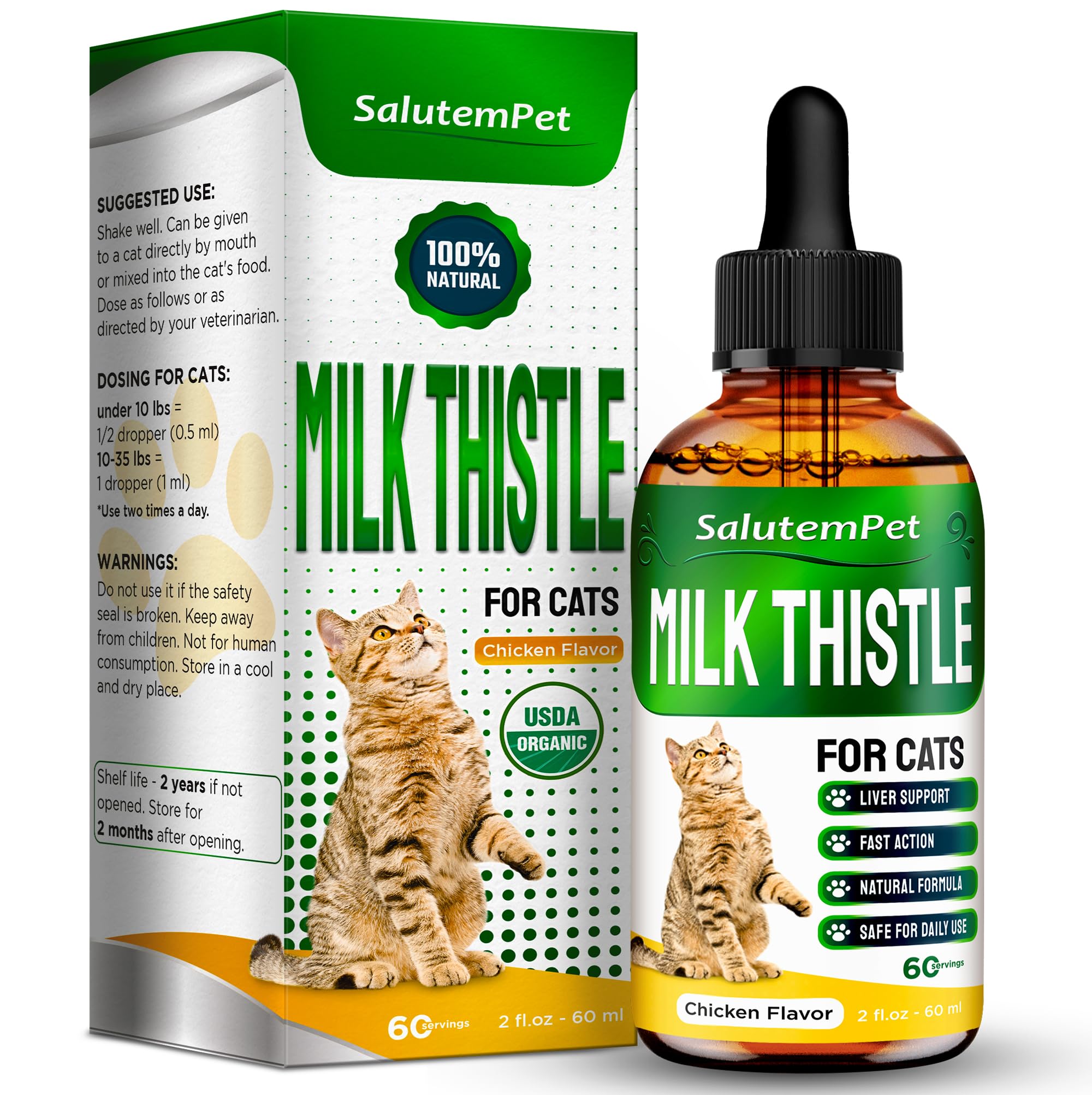 ?at Kidney Support | Milk Thistle for Cats | Herbal Supplement for Kittens & Adult Ones | Solution for All Breeds | Care for Liv