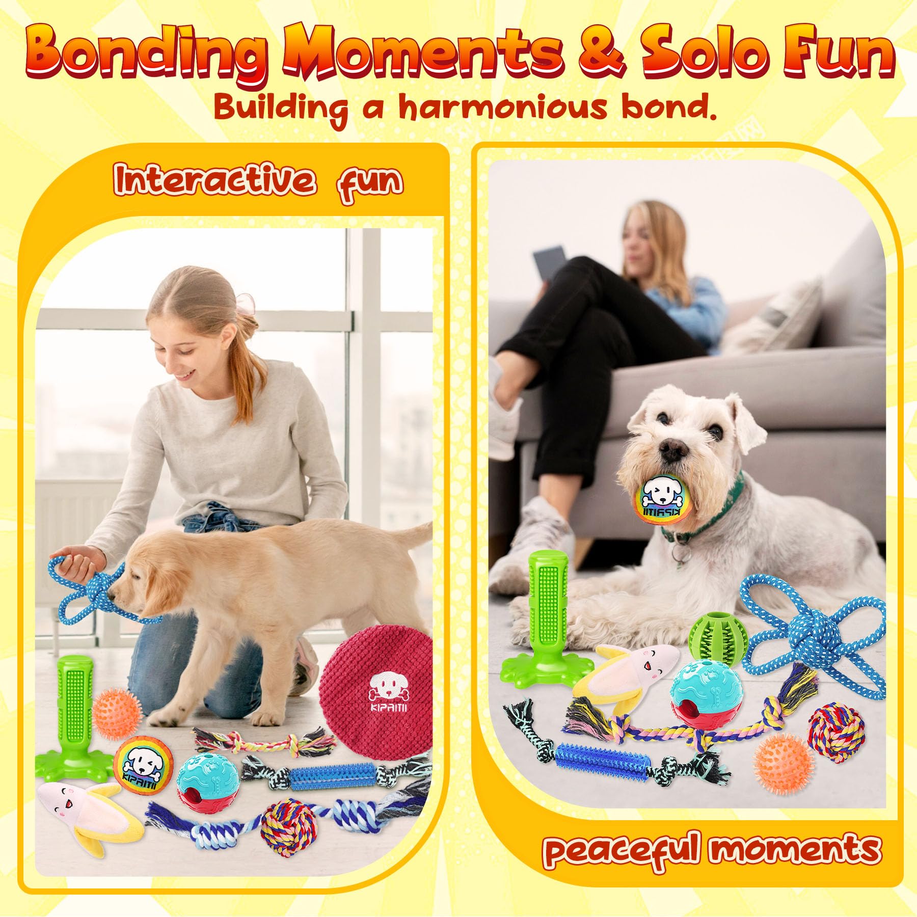 Kipritii 25 Pack Various Puppy Dog Toys For Teething, Entertainment & Interaction, Puppy Chew Toys Pack With Rope Toys, Treat Balls And Dog Squeaky Toys For Puppy & Small Dogs