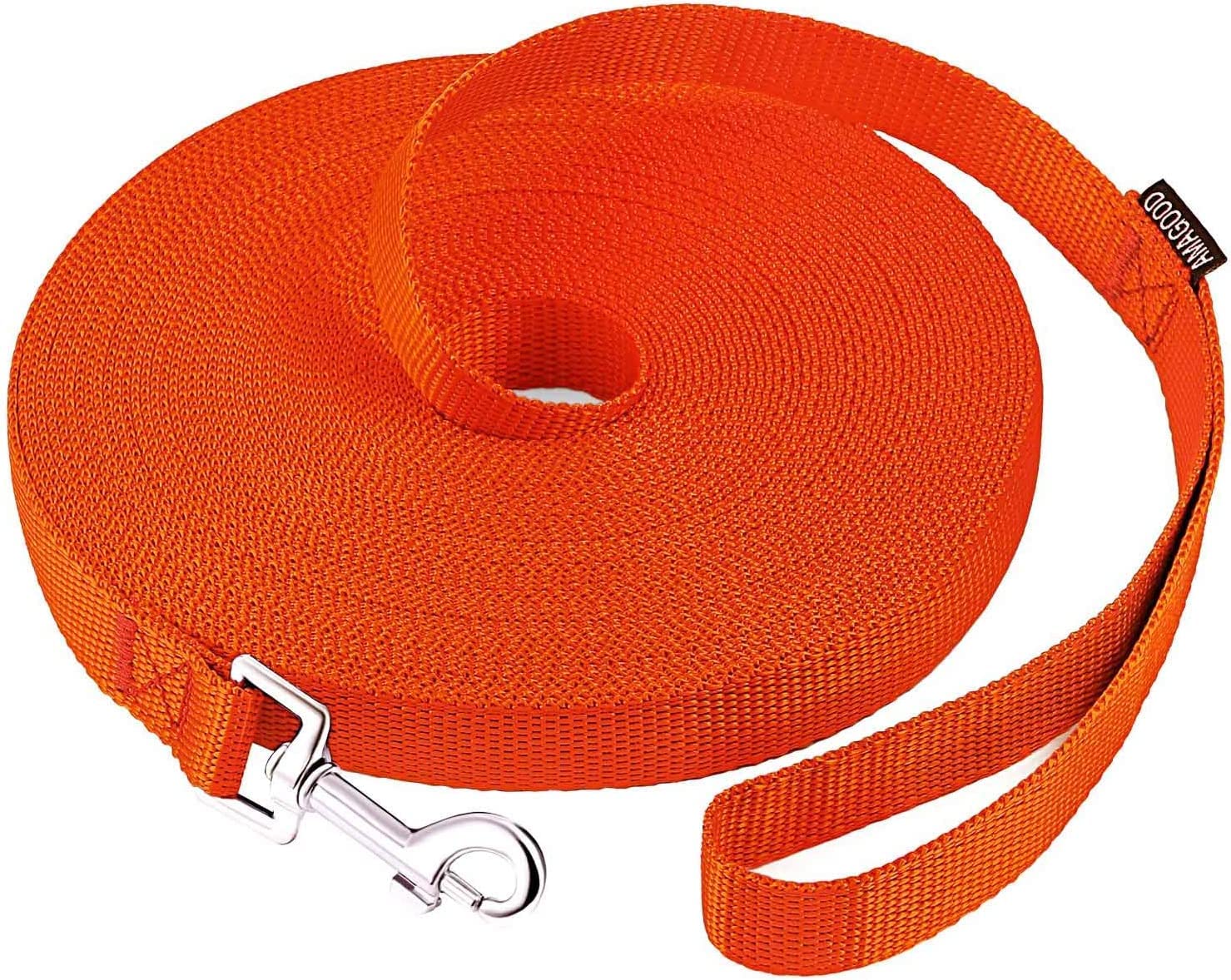Amagood Dog/Puppy Obedience Recall Training Agility Lead-15 Ft 20 Ft 30 Ft 50 Ft Long Leash-For Dog Training,Tie Out,Play,Safety,Camping (20 Feet, Orange)
