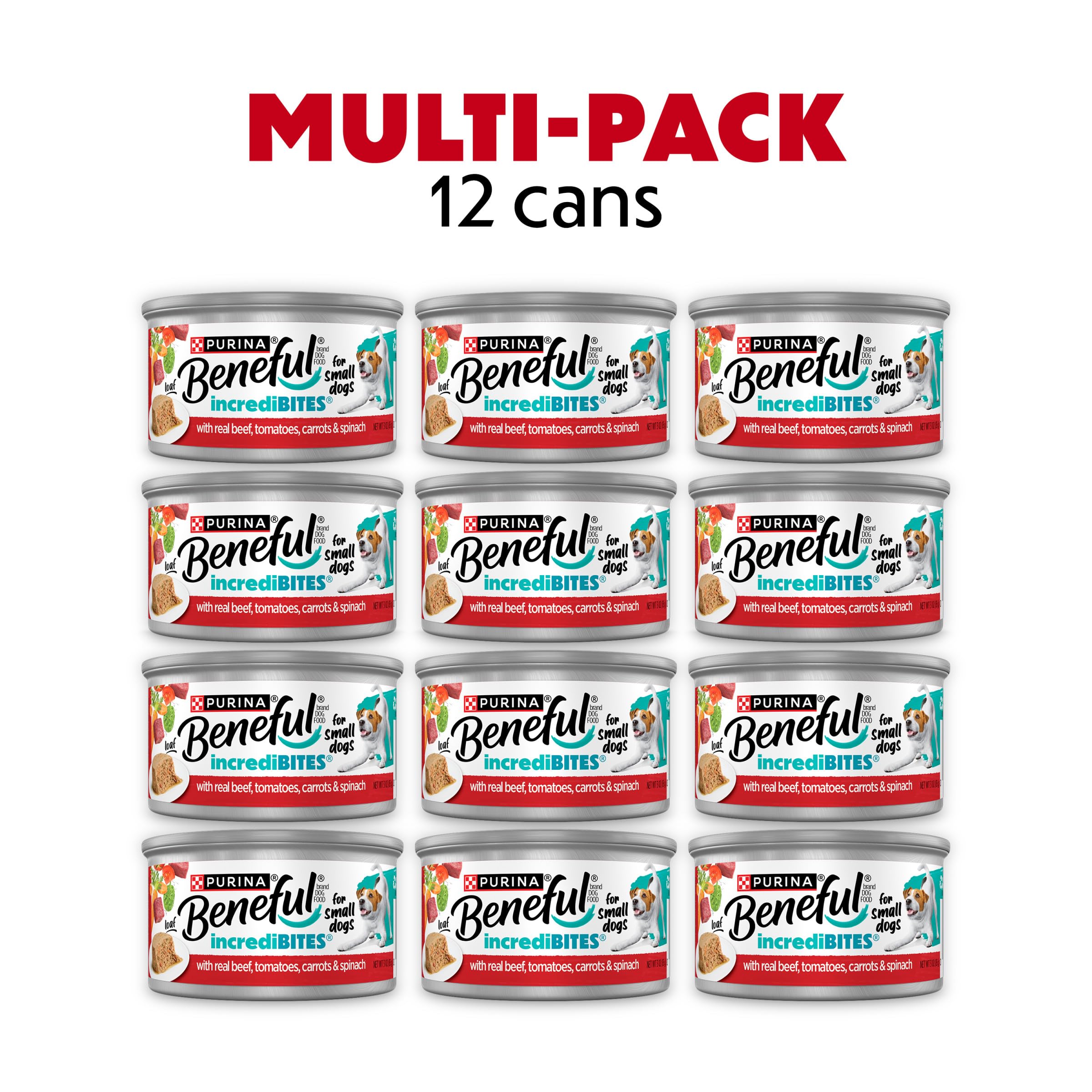 Purina Beneful Small Breed Wet Dog Food, Incredibites Loaf With Real Beef Recipe - (Pack of 12) 3 oz. Cans