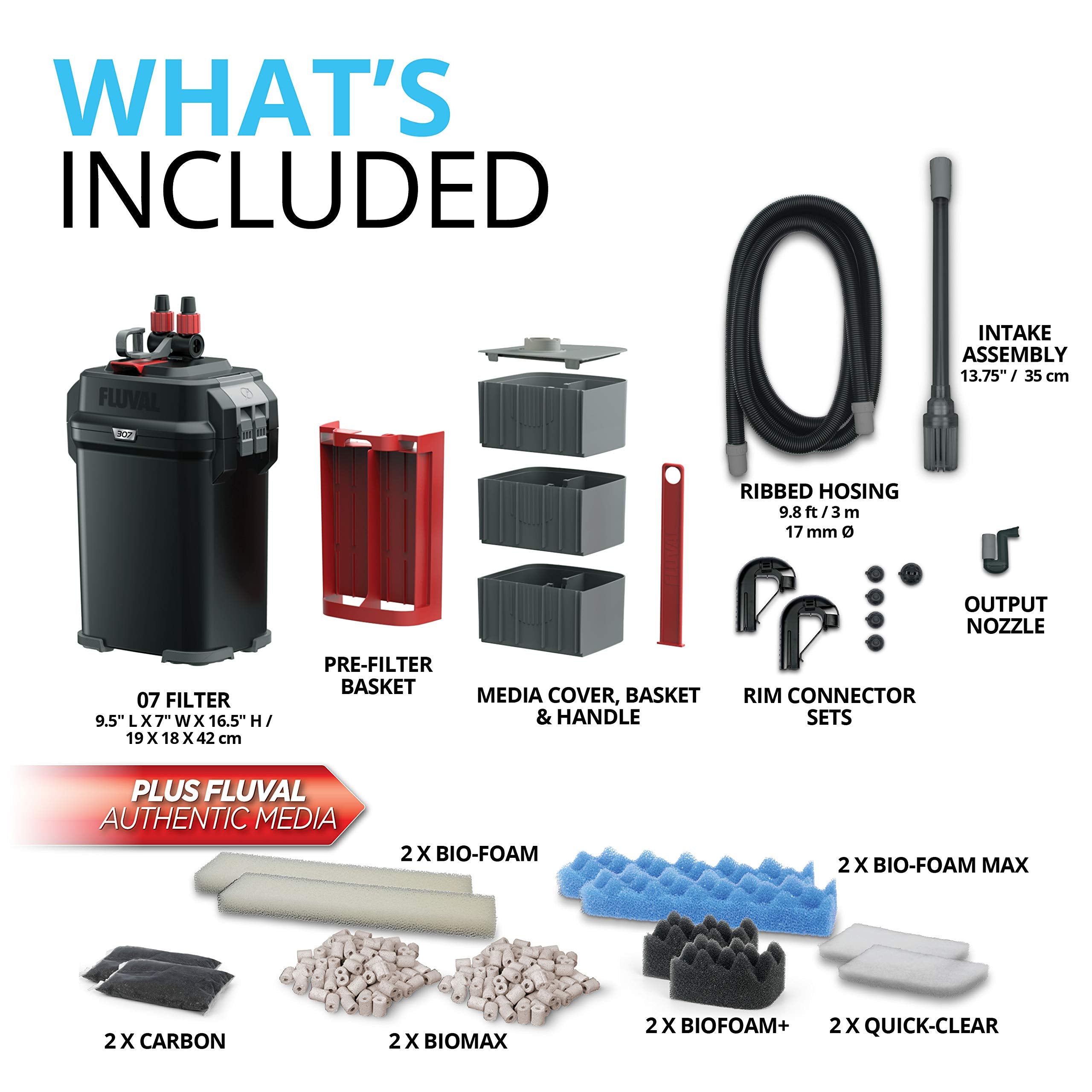 Fluval 307 Perfomance Canister Filter - For Aquariums Up To 70 Gallons - Aquarium Canister Filter