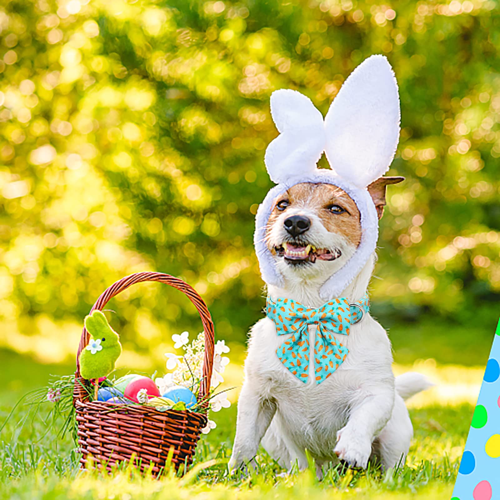 Babole Pet Dog Collar Easter Gift With Tie,Carrot Male Dog Collar With Safety Metal Buckle Adjustable Puppy Collars For Small Medium Large Boy & Girl Dog,Xs-Neck 8'-12'