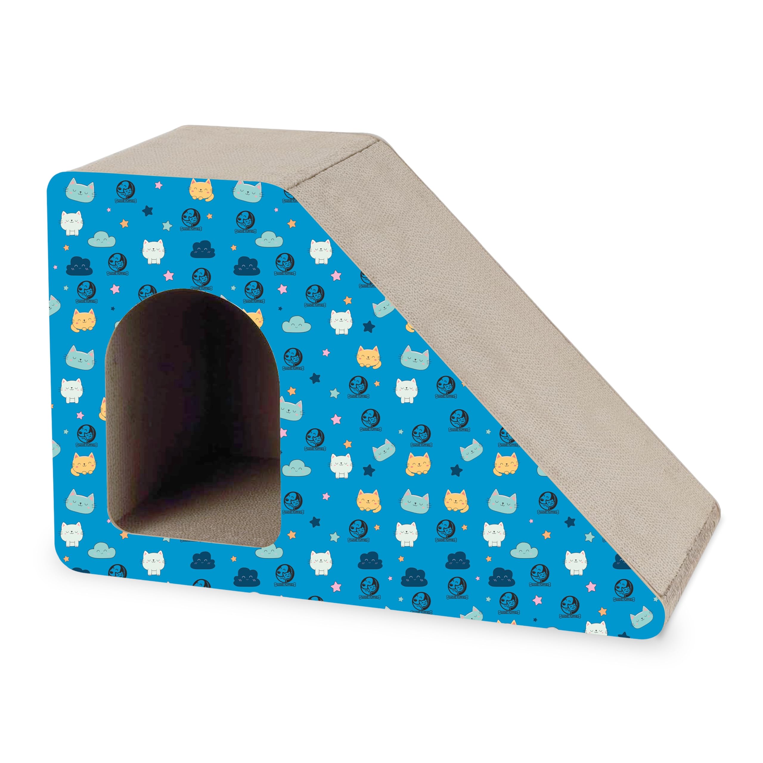 Foodie Puppies Cat Scratcher Pad With A Catnip And 18 Screws For Cats & Kittens  (Inclined Play House) | Durable Corrugated Scr